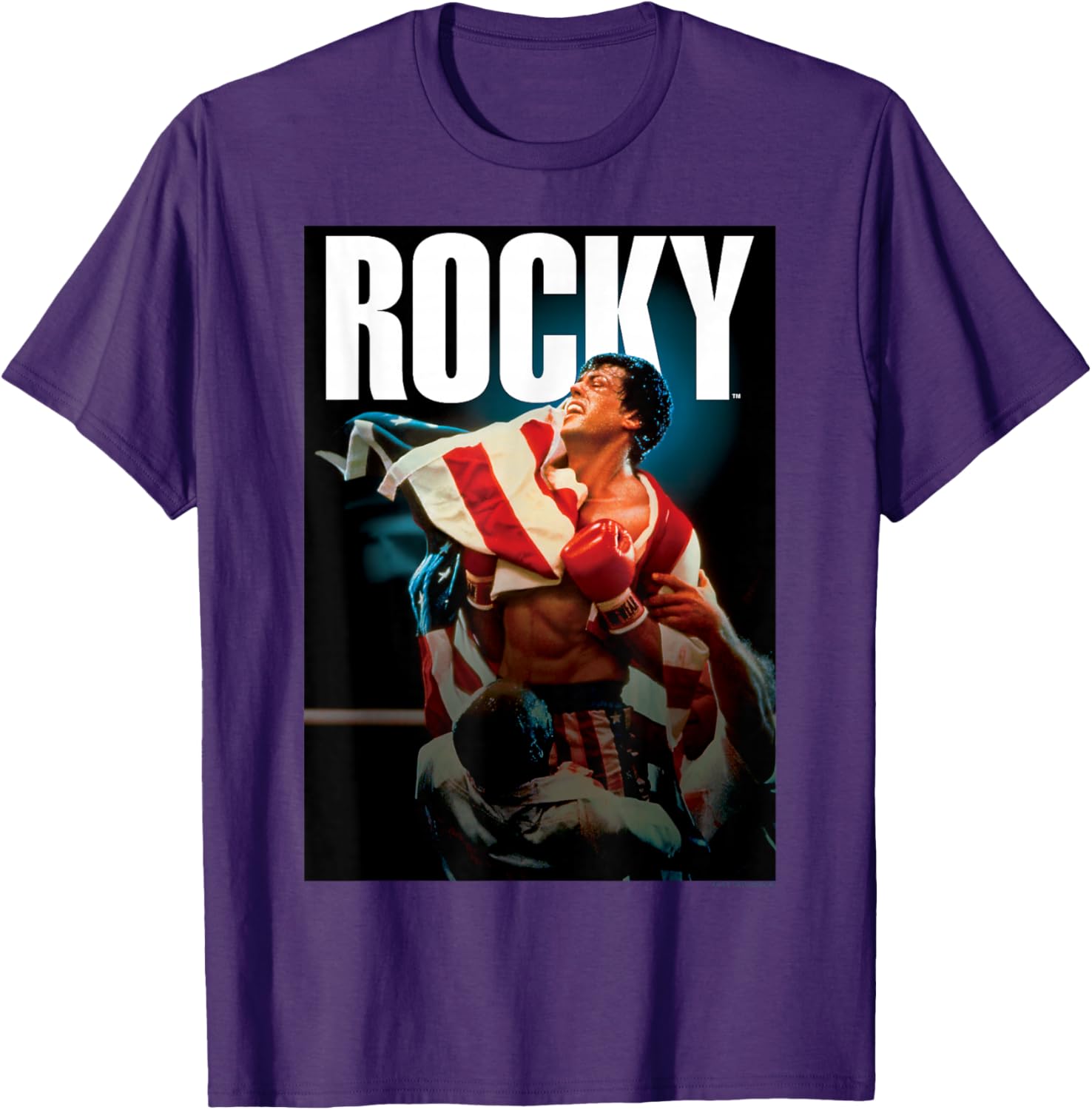 Rocky IV American Flag Portrait T-Shirt for Fans of Classic Movies - 1
