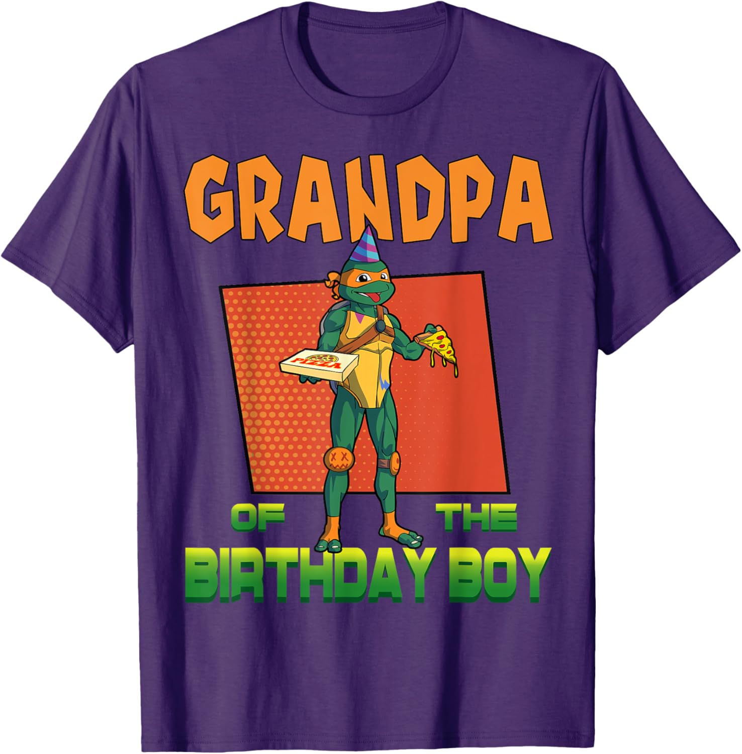 Mademark X TMNT Mikey Grandpa Birthday Pizza Party T-Shirt for Kids - 21