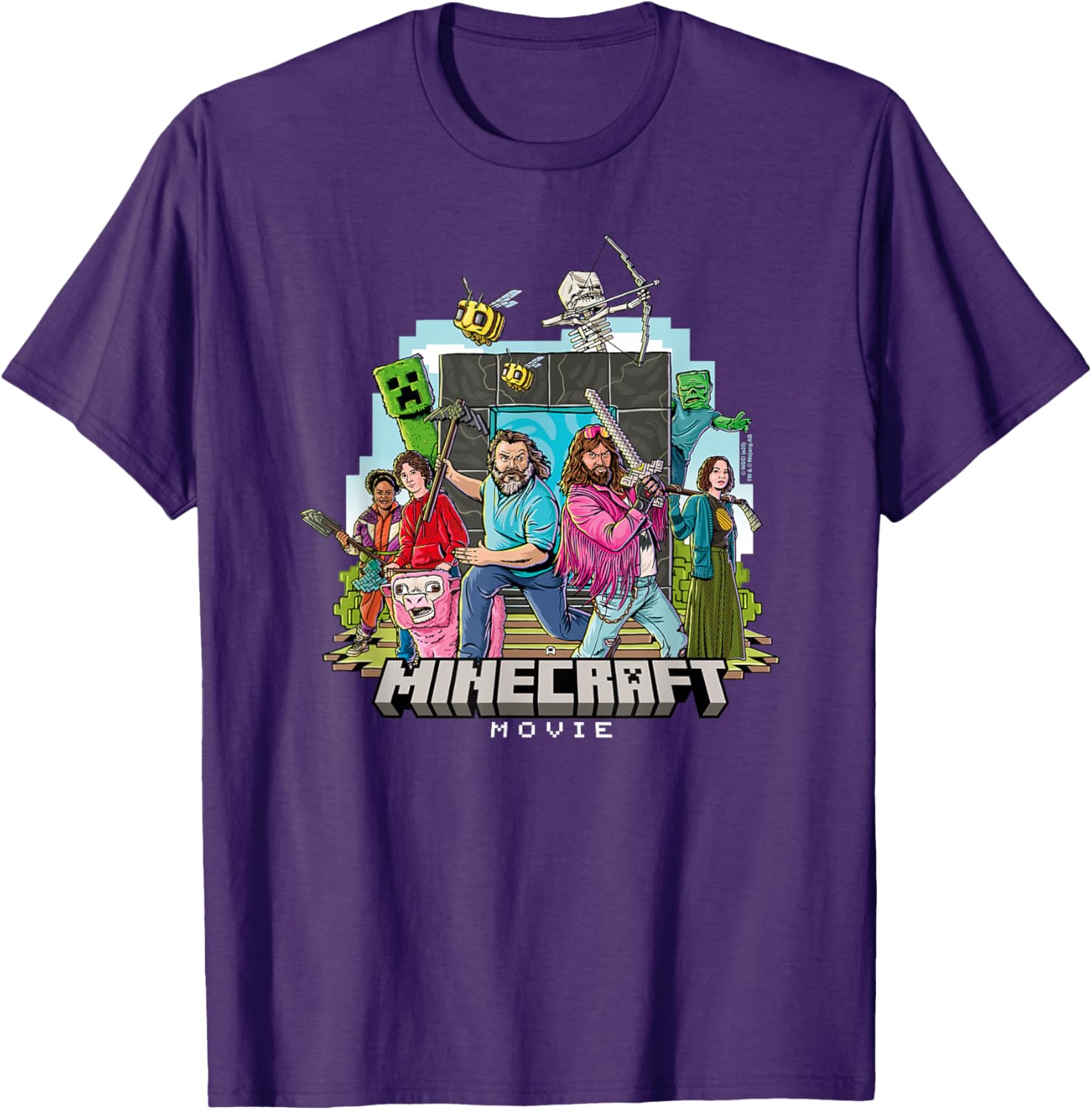 Minecraft Movie Character Group Shot T-Shirt in Cartoon Style - 1