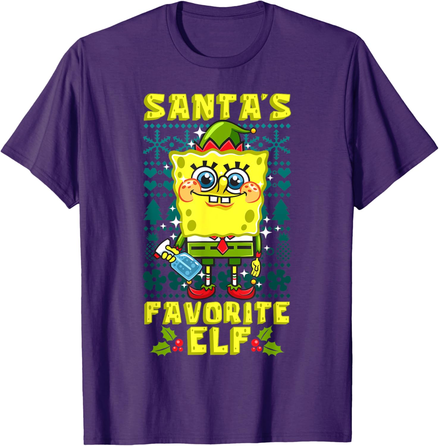 Mademark SpongeBob SquarePants Xmas Elf Matching T-Shirt for Holiday Cheer - 18