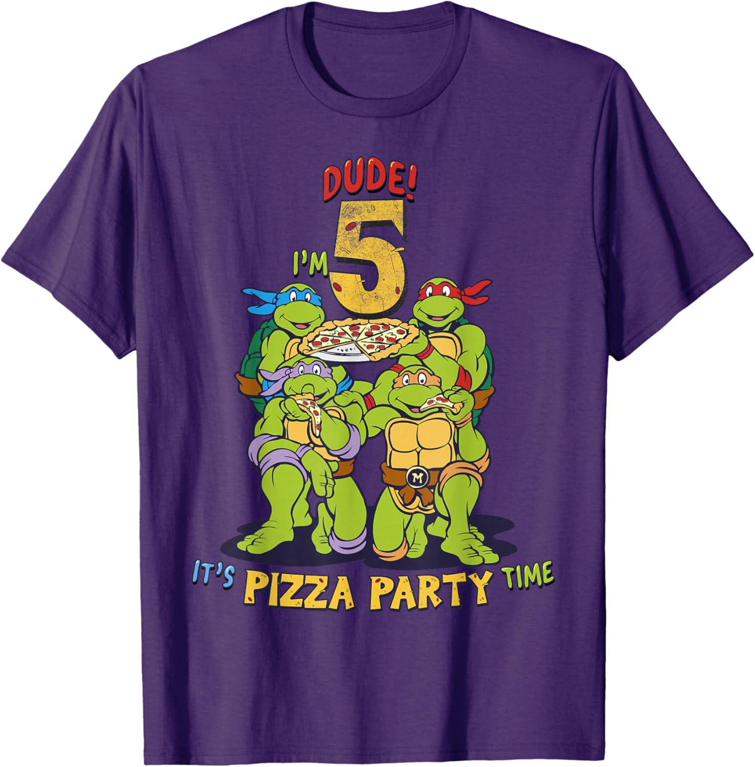 Teenage Mutant Ninja Turtles Pizza Party T-Shirt for Boys Age 5 - 11