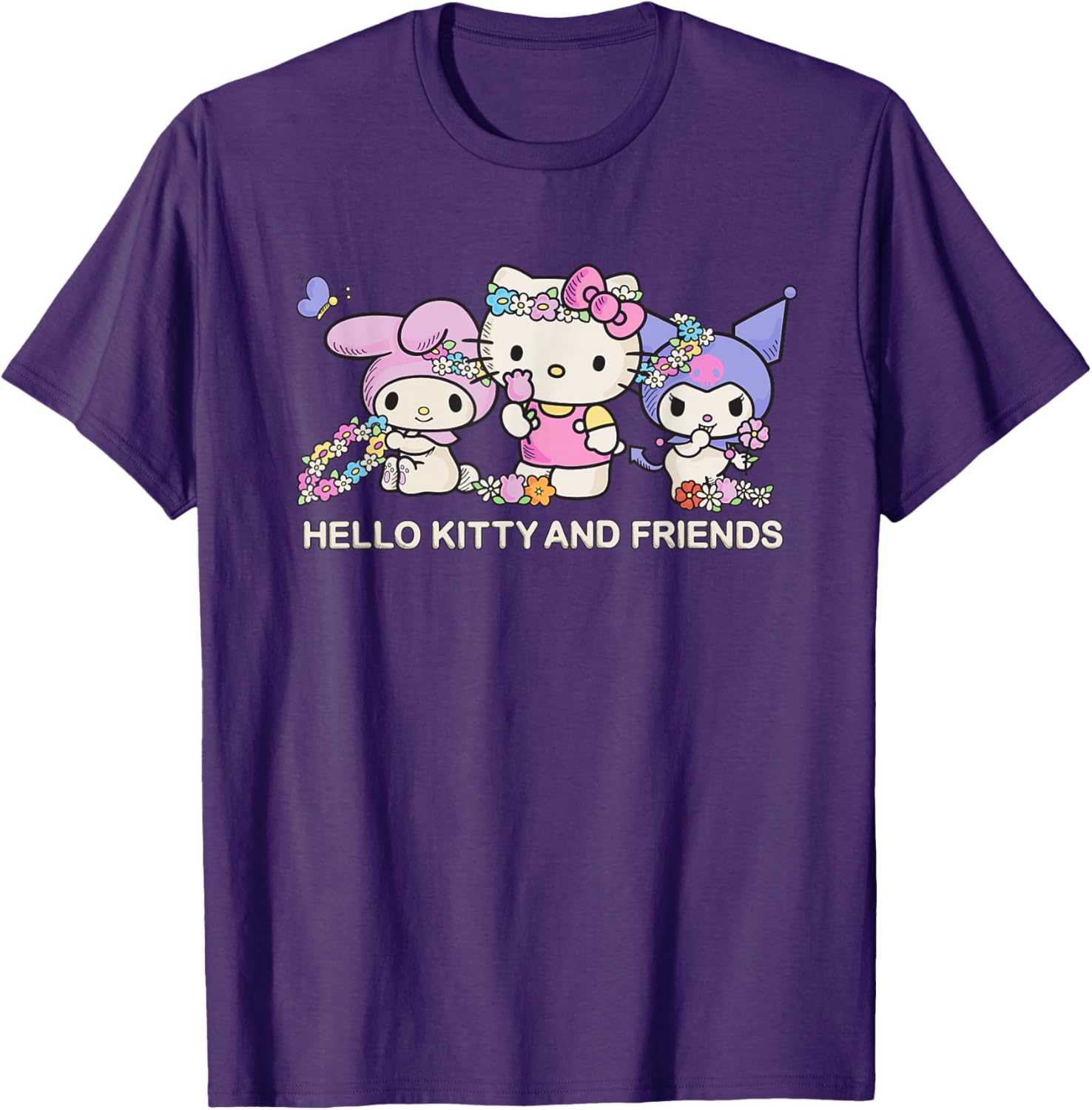 Hello Kitty and Friends Flower Crowns T-Shirt in Black for Kids Small - 7