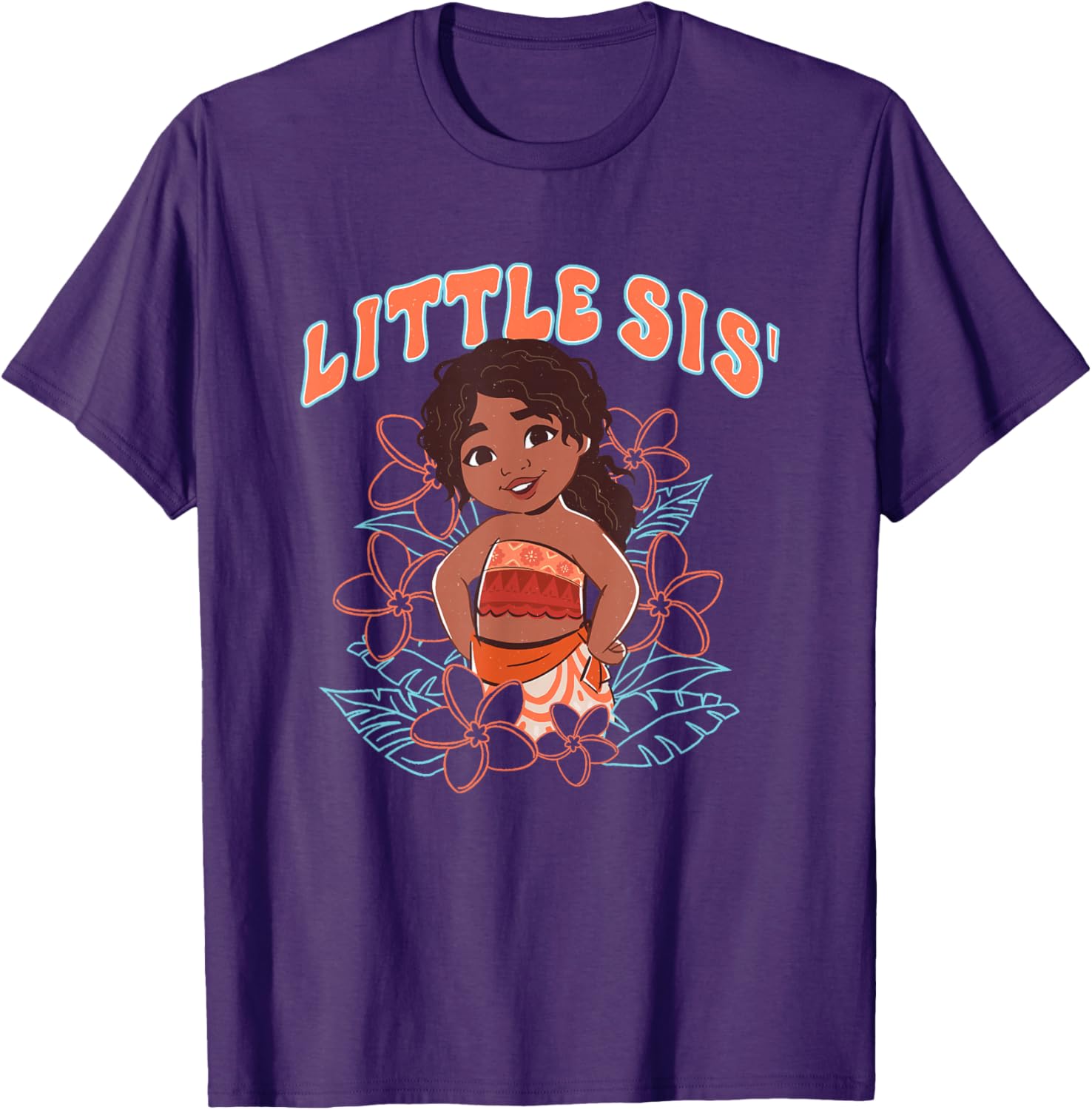 Disney Moana 2 Little Sis Cute Tropical Floral Logo T-Shirt for Kids - 7