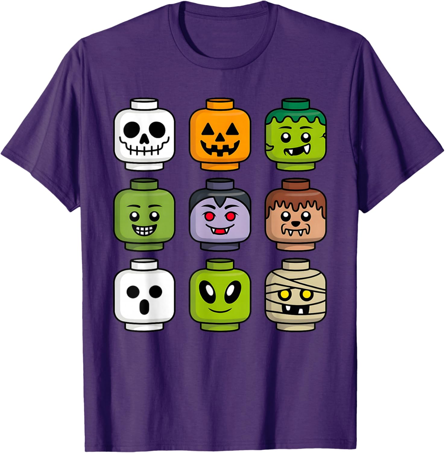 Halloween Building Brick T-Shirt for Boys with Pumpkin Ghost and Zombie Design - 22