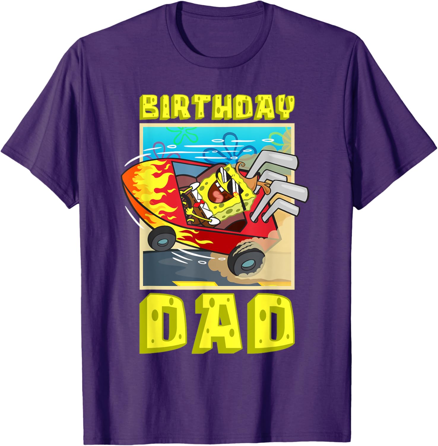 SpongeBob Birthday Dad Driving Super Car T-Shirt for Father's Day Fun - 8