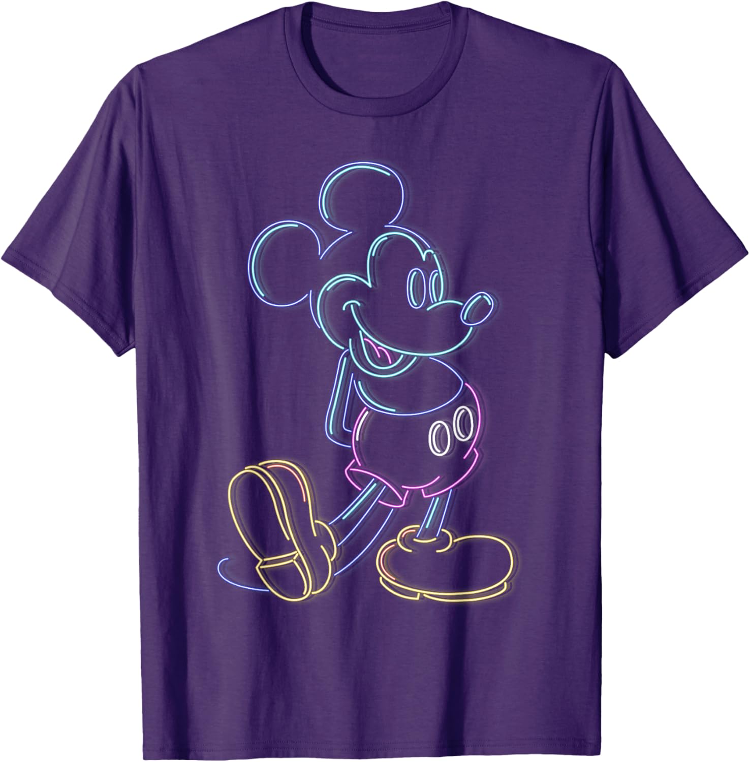 Disney Mickey Mouse Neon Line Portrait T-Shirt for Kids and Adults - 4