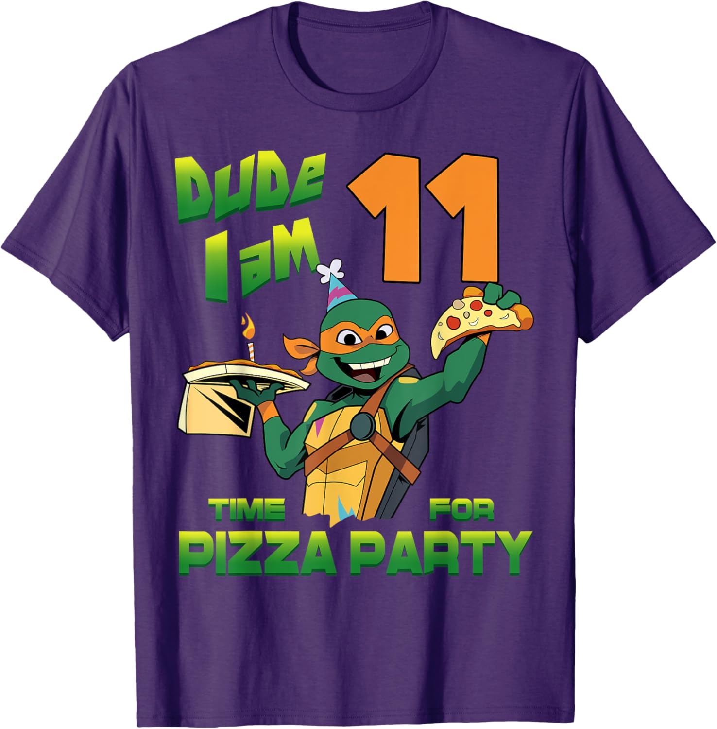 Mademark Teenage Mutant Ninja Turtles Mikey Pizza Birthday T-Shirt - 1