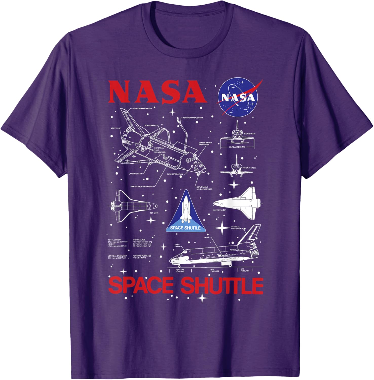 NASA Space Shuttle Blueprint T-Shirt for Space Enthusiasts and Fans - 2