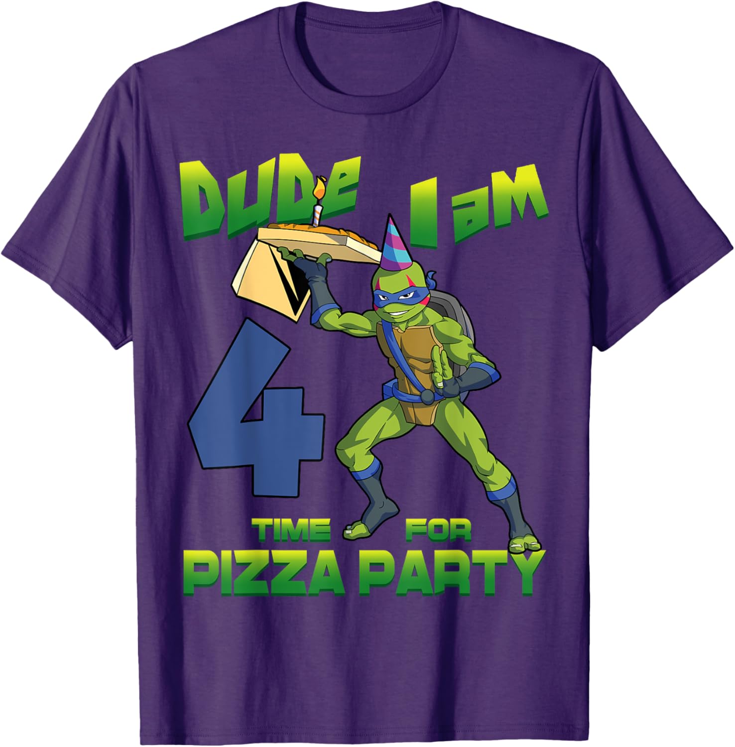 TMNT Leo Pizza Birthday Party T-Shirt for 4 Year Olds - Fun Design - 20