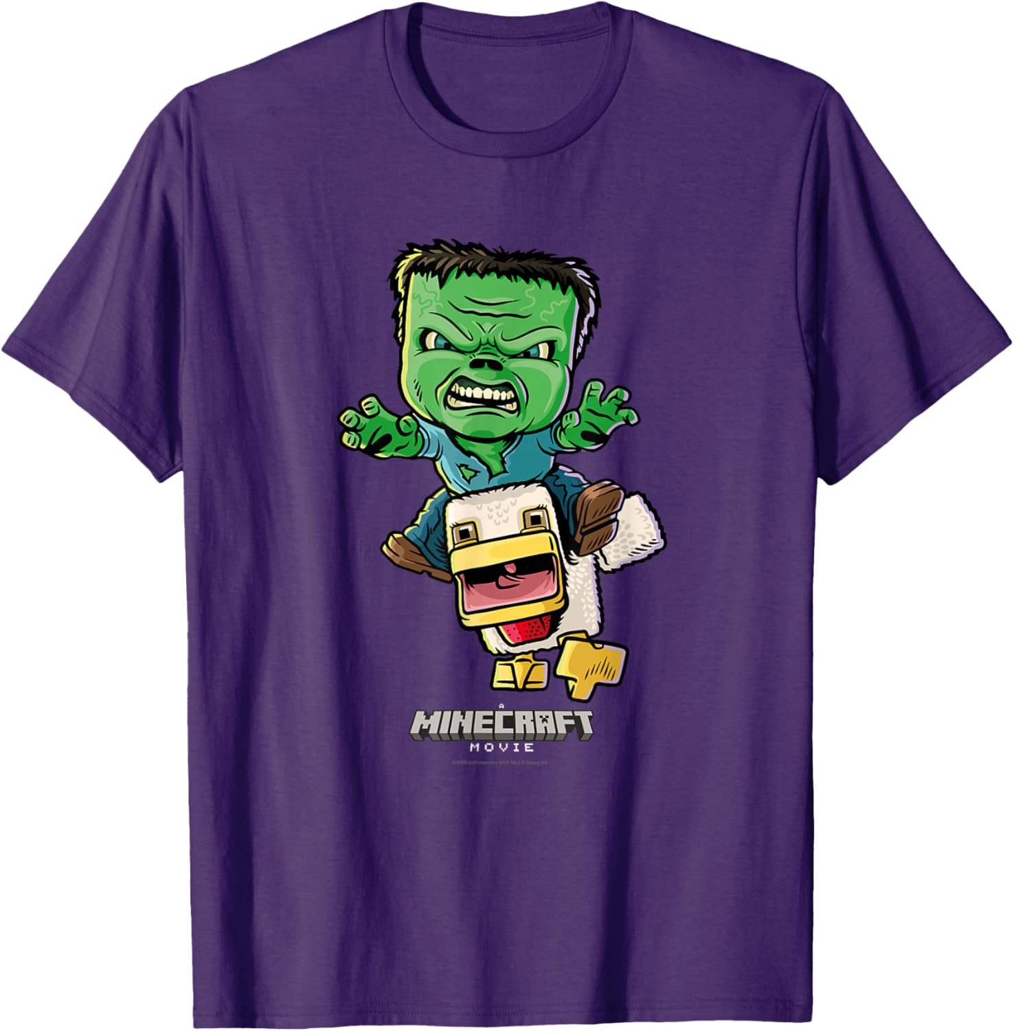 Minecraft Chicken Jockey Baby Zombie Animated T-Shirt for Kids and Fans - 17