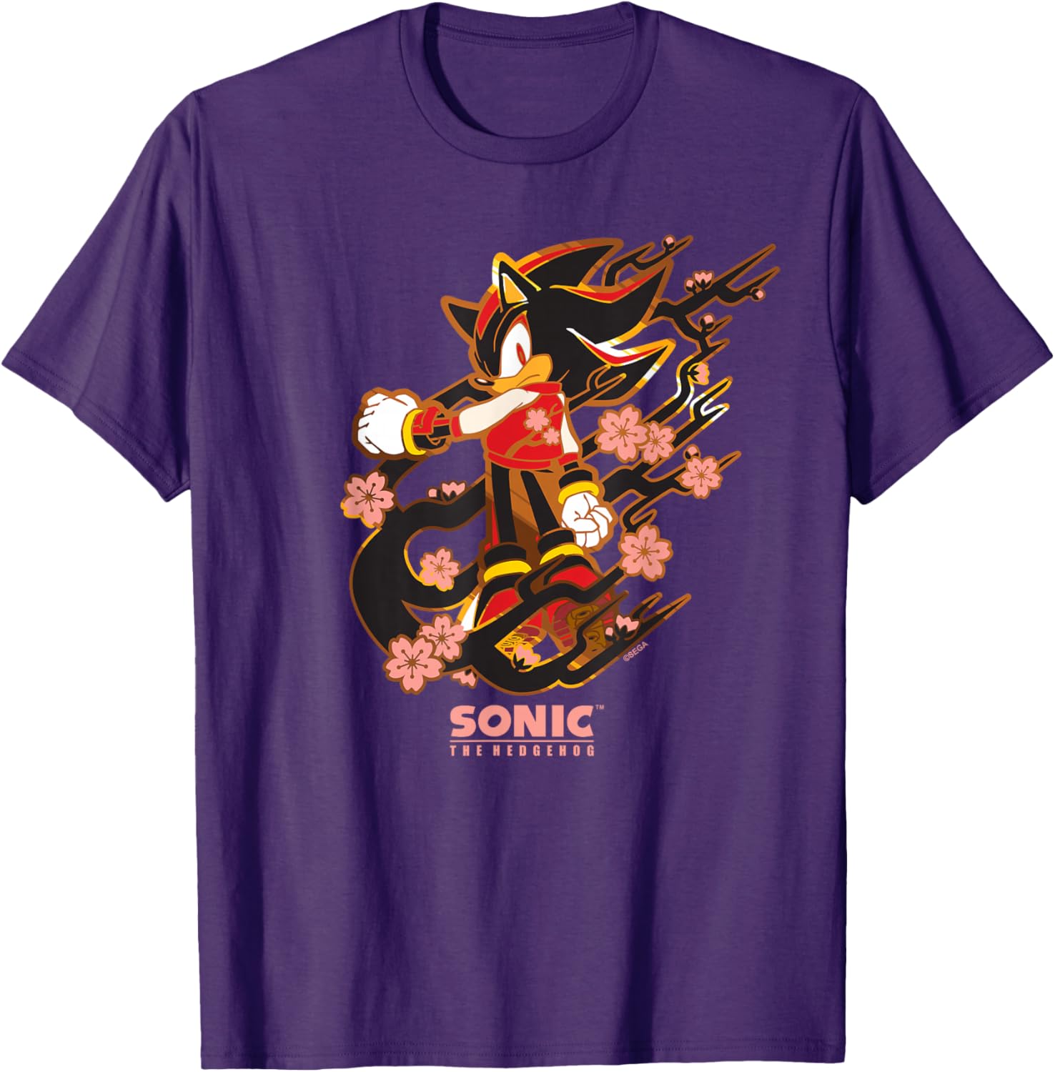 Sonic the Hedgehog Shadow T-Shirt with Cherry Blossoms Design - 14