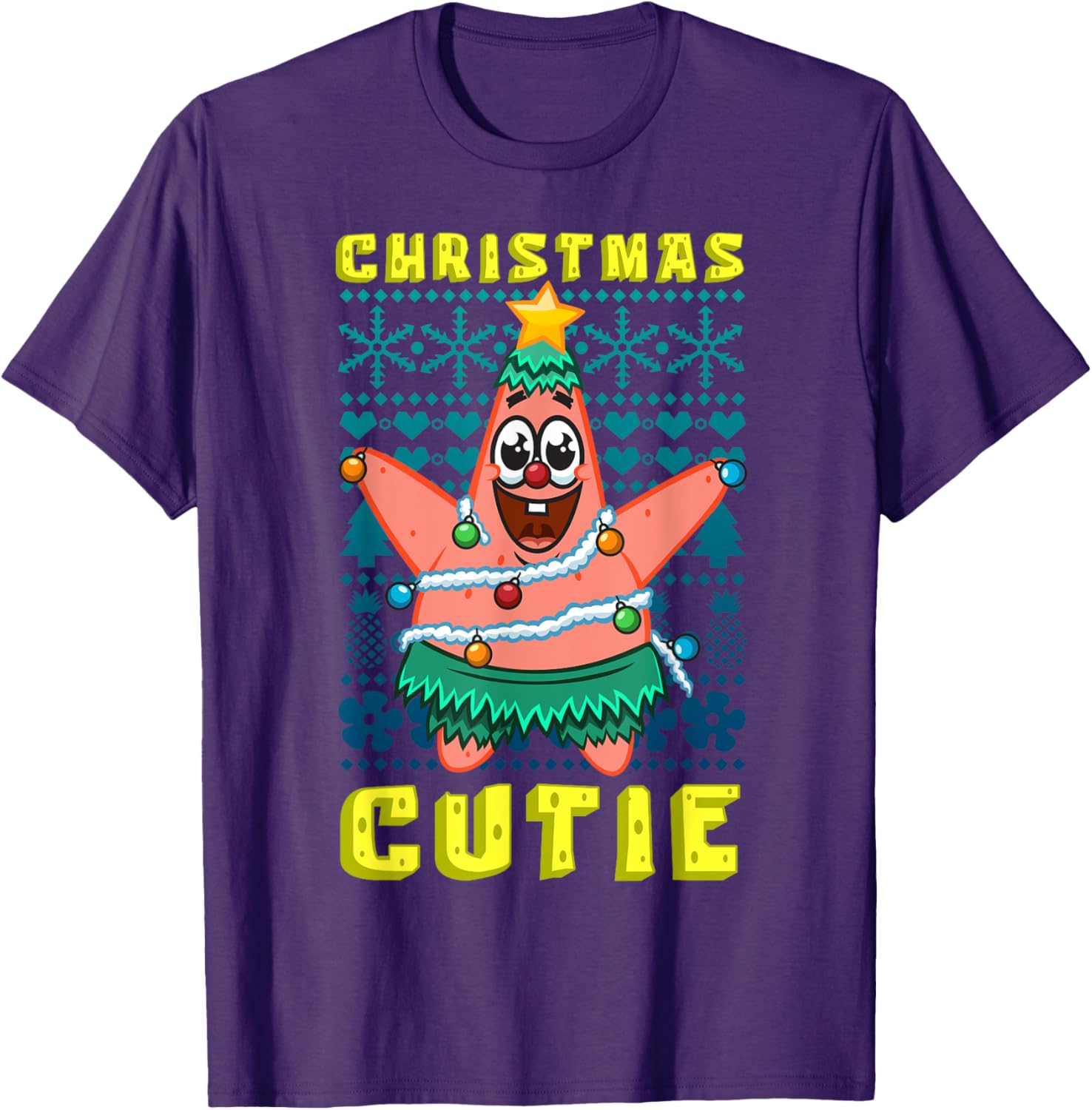 SpongeBob Patrick Star Christmas T-Shirt Cute Holiday Lights Design - 10