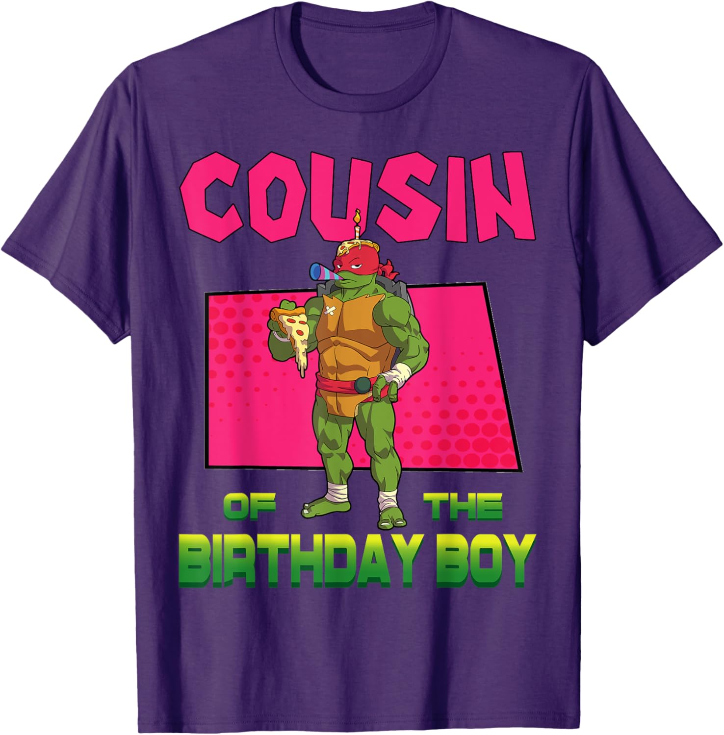 Mademark Teenage Mutant Ninja Turtles Raphael Birthday Pizza Party T-Shirt - 19