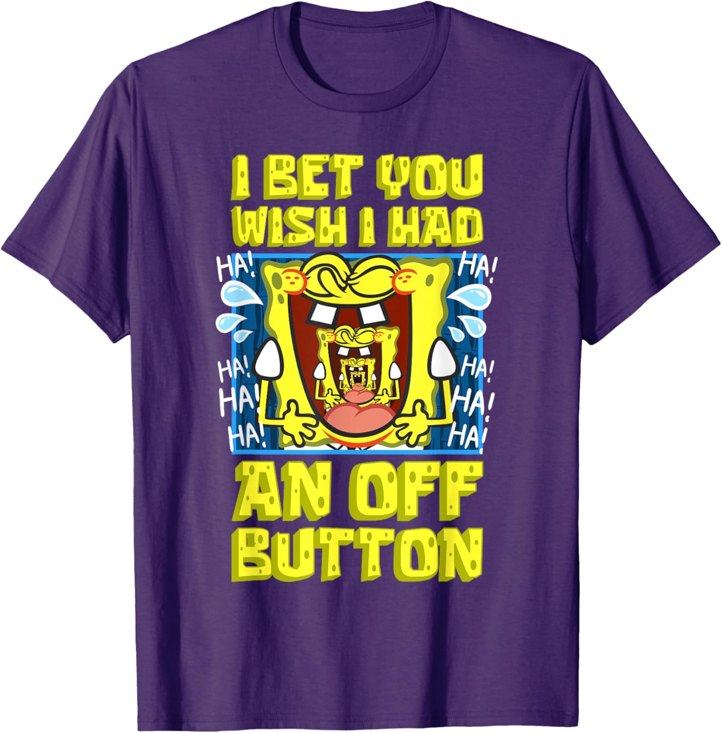 Funny SpongeBob Laughing T-Shirt with OFF Button Design for Fans - 8