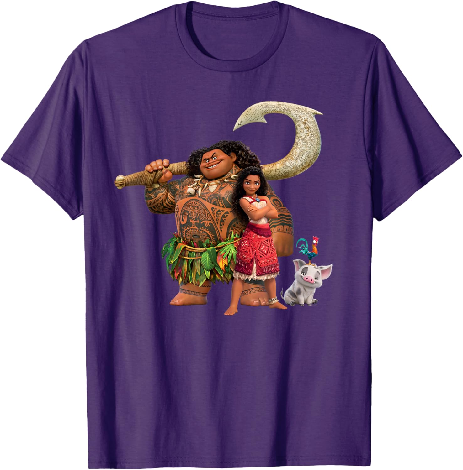 Disney Moana Adventure T-Shirt with Maui Pua Heihei for Kids - 9
