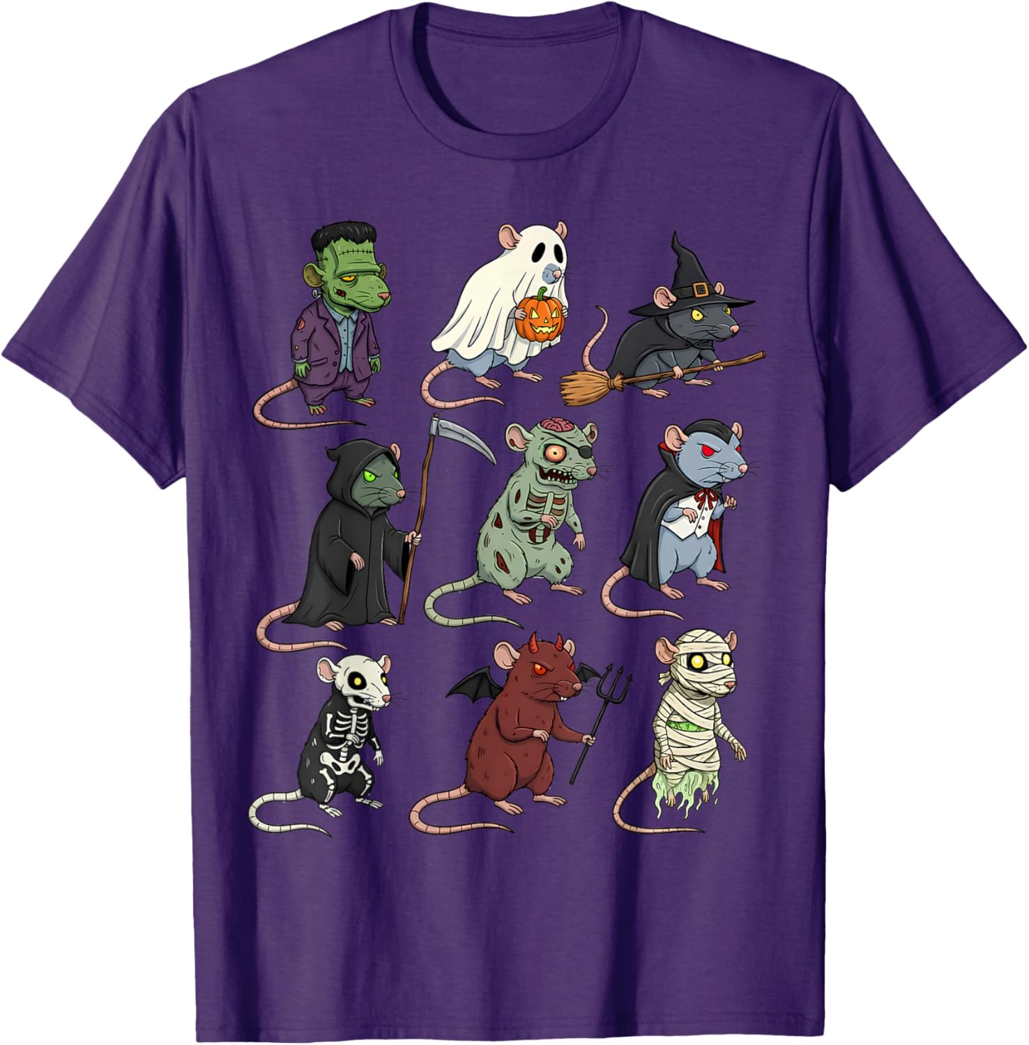 Spooky Witch Zombie Rat Halloween T-Shirt for Boys and Girls - 5