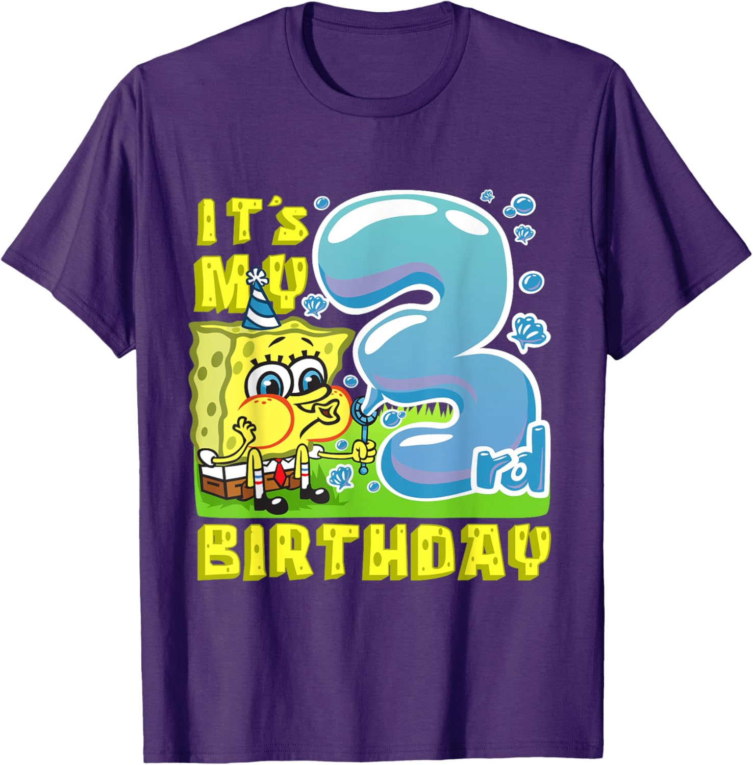 Mademark SpongeBob Third Birthday T-Shirt for Boys and Girls - 18