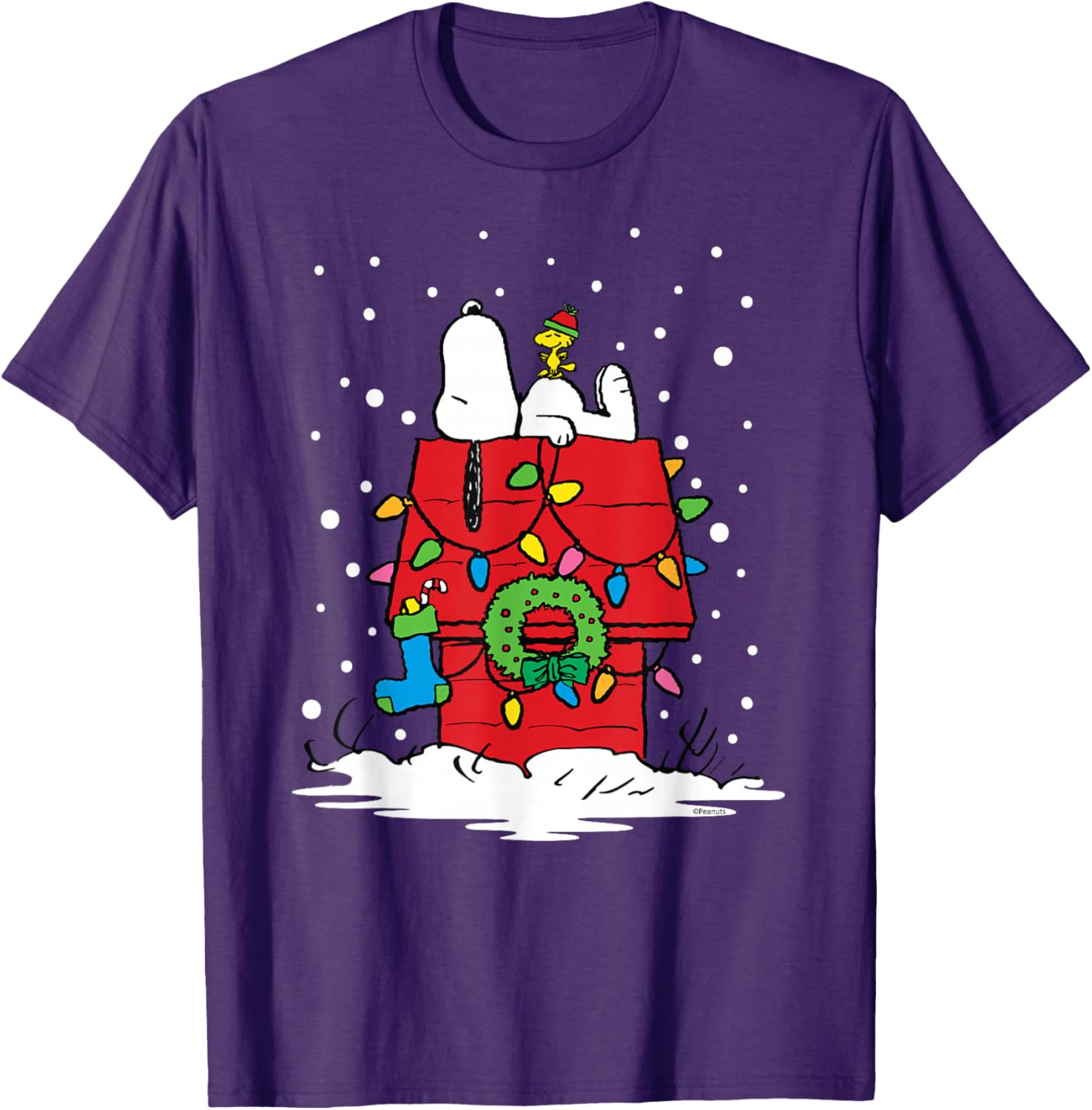 Peanuts Snoopy Woodstock Holiday Stocking T-Shirt for Festive Fun - 3