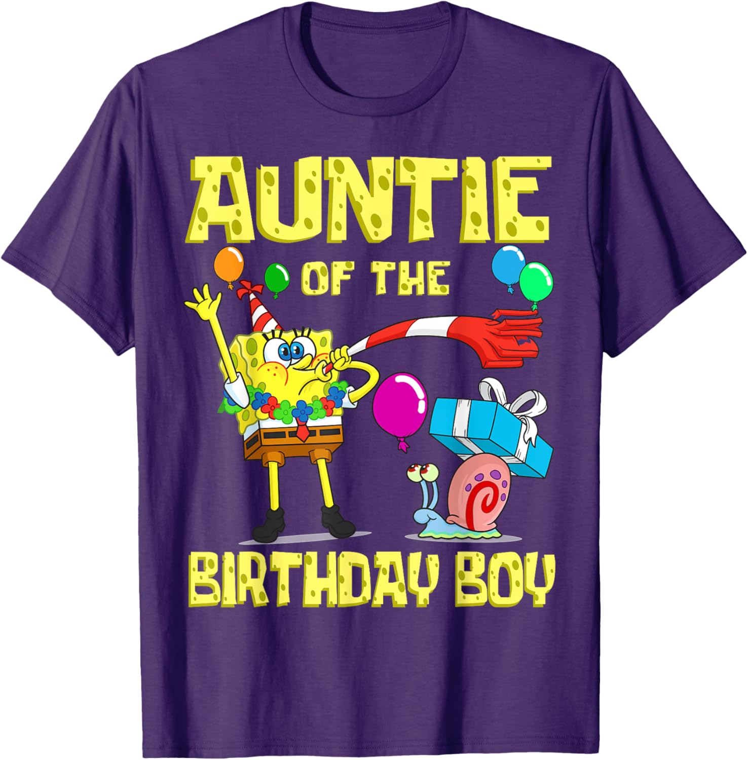 Mademark SpongeBob Birthday Boy Auntie Theme T-Shirt Fun Party Apparel - 4