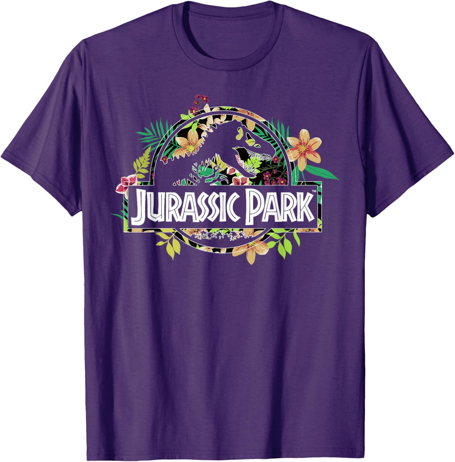 Jurassic Park Tropical Floral Fossil Logo Graphic T-Shirt for Men and Women - 6