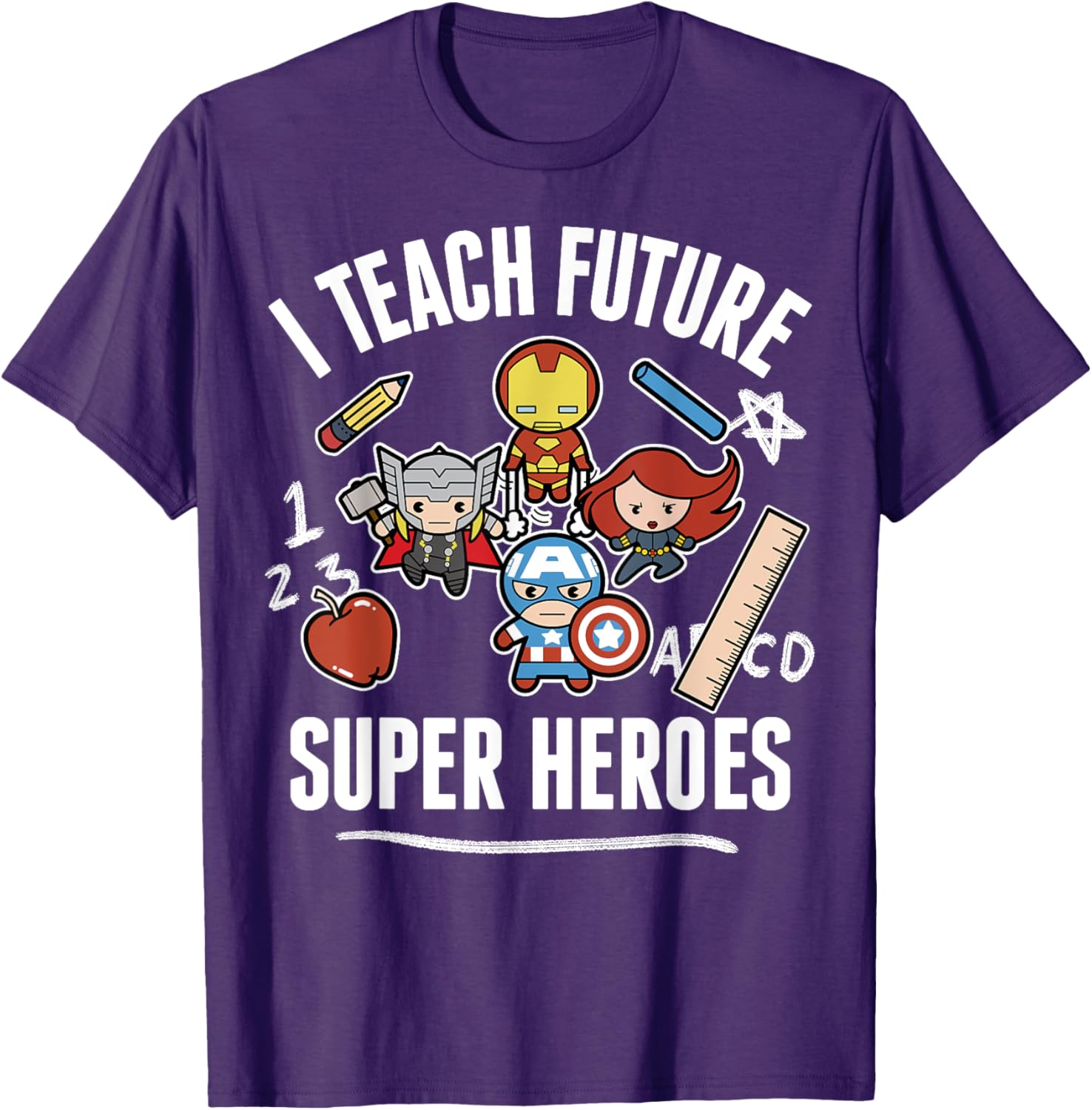Marvel Avengers Classic I Teach Super Heroes Graphic T-Shirt for Fans - 10