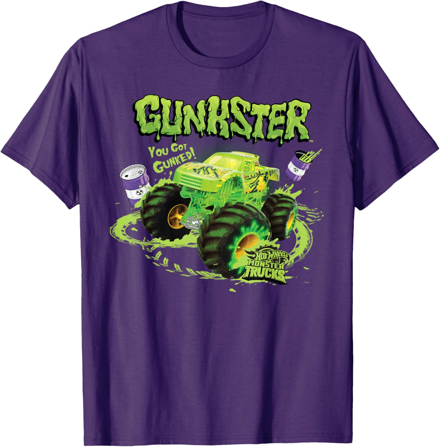Hot Wheels Monster Trucks Gunkster T-Shirt for Kids Fun Racing Style - 4