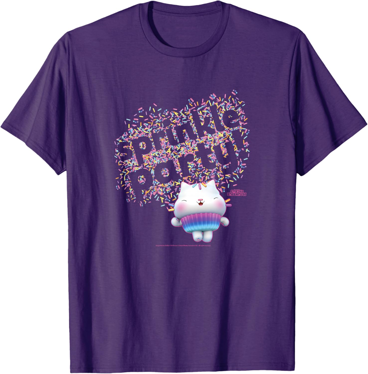 Gabby's Dollhouse Cakey Cat Sprinkle Party T-Shirt for Kids Fun Wear - 2