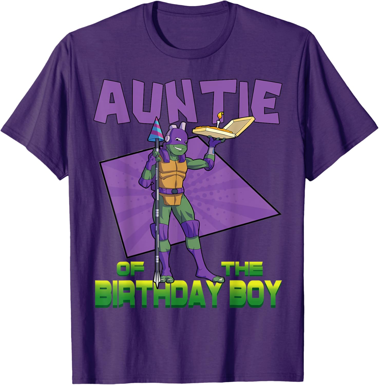 Mademark TMNT Donnie Auntie Birthday Pizza Party T-Shirt for Kids - 8