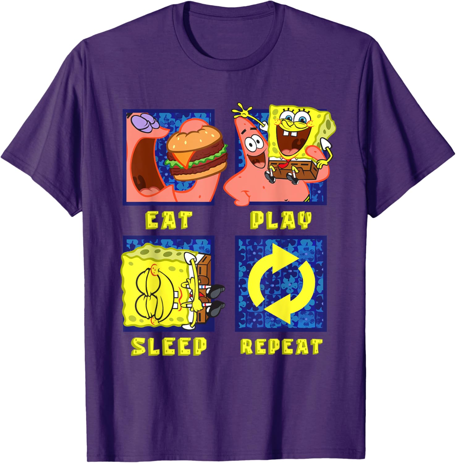 Mademark SpongeBob Eat Play Sleep Repeat Funny T-Shirt for Patrick Fans - 16
