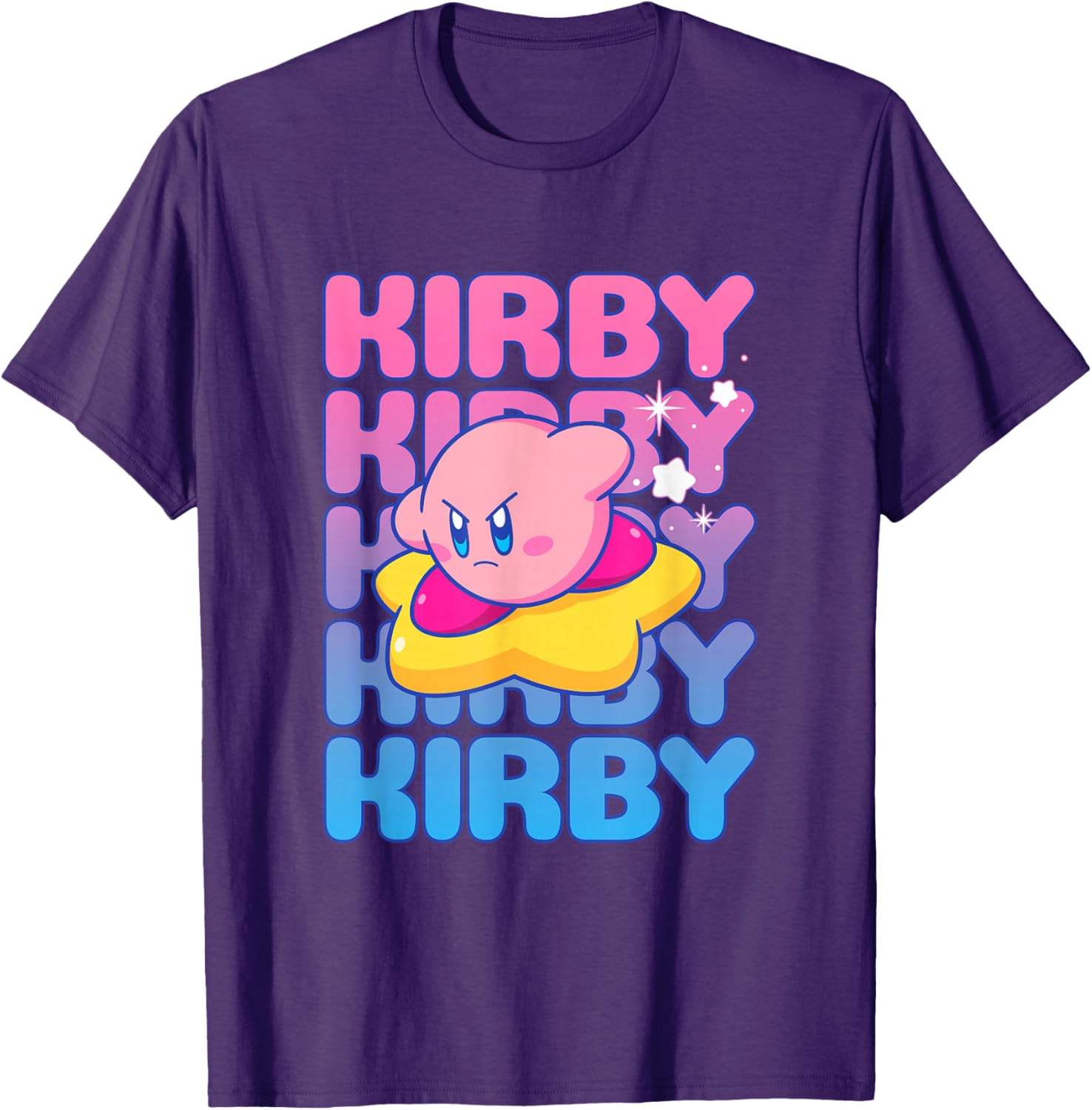 Kirby Nintendo Big Bubble Text Stack T-Shirt for Gamers and Fans - 23
