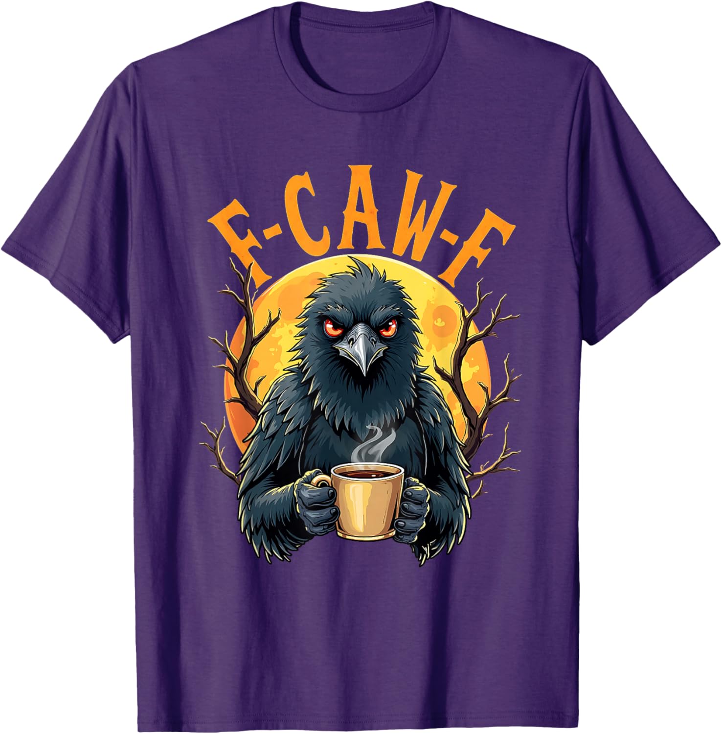 Funny Coffee Crow Gothic Raven F Caw Halloween T-Shirt for Spooky Fun - 23