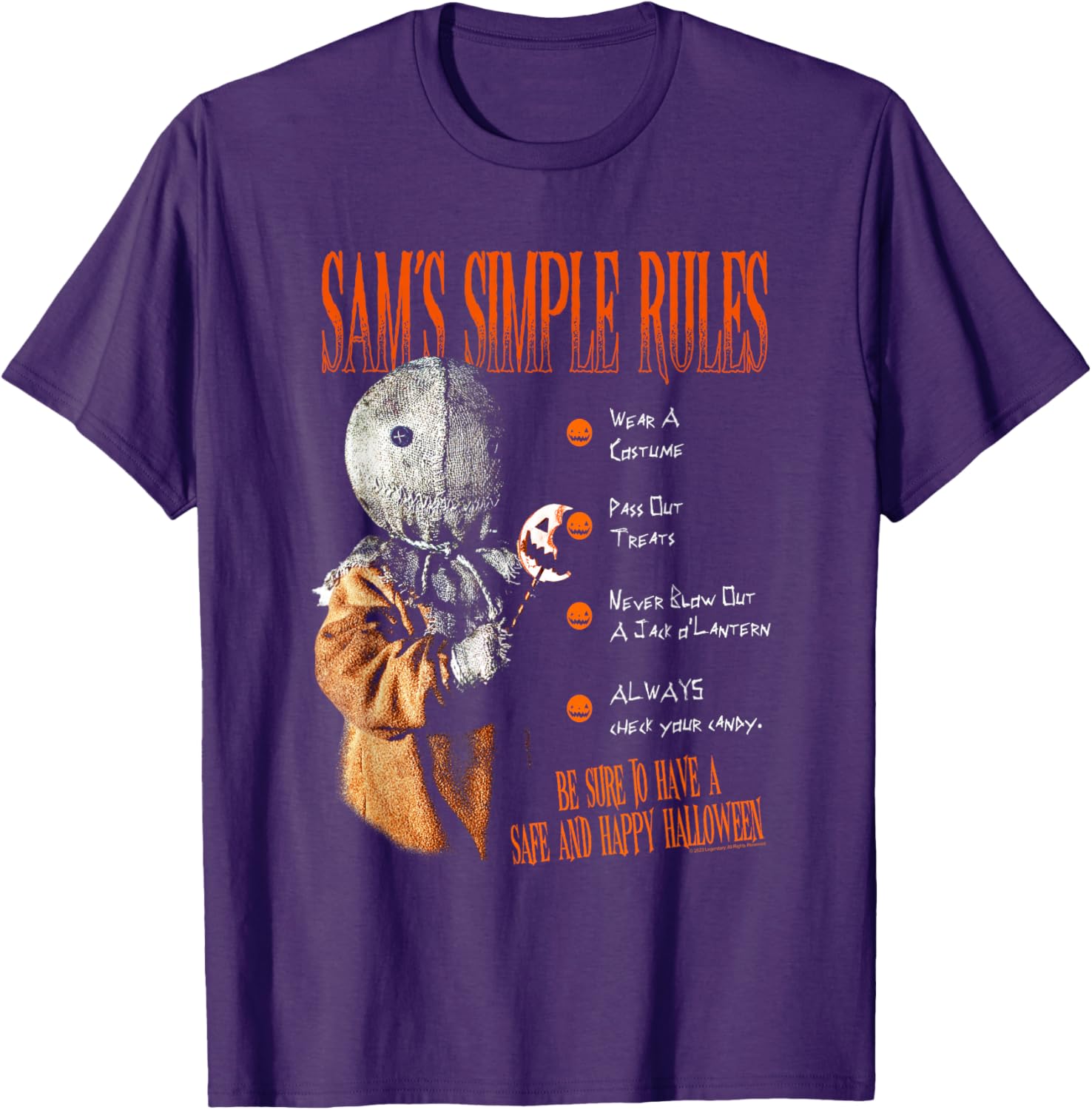 Trick r Treat Sam's Simple Rules T-Shirt for Halloween Fans - 3