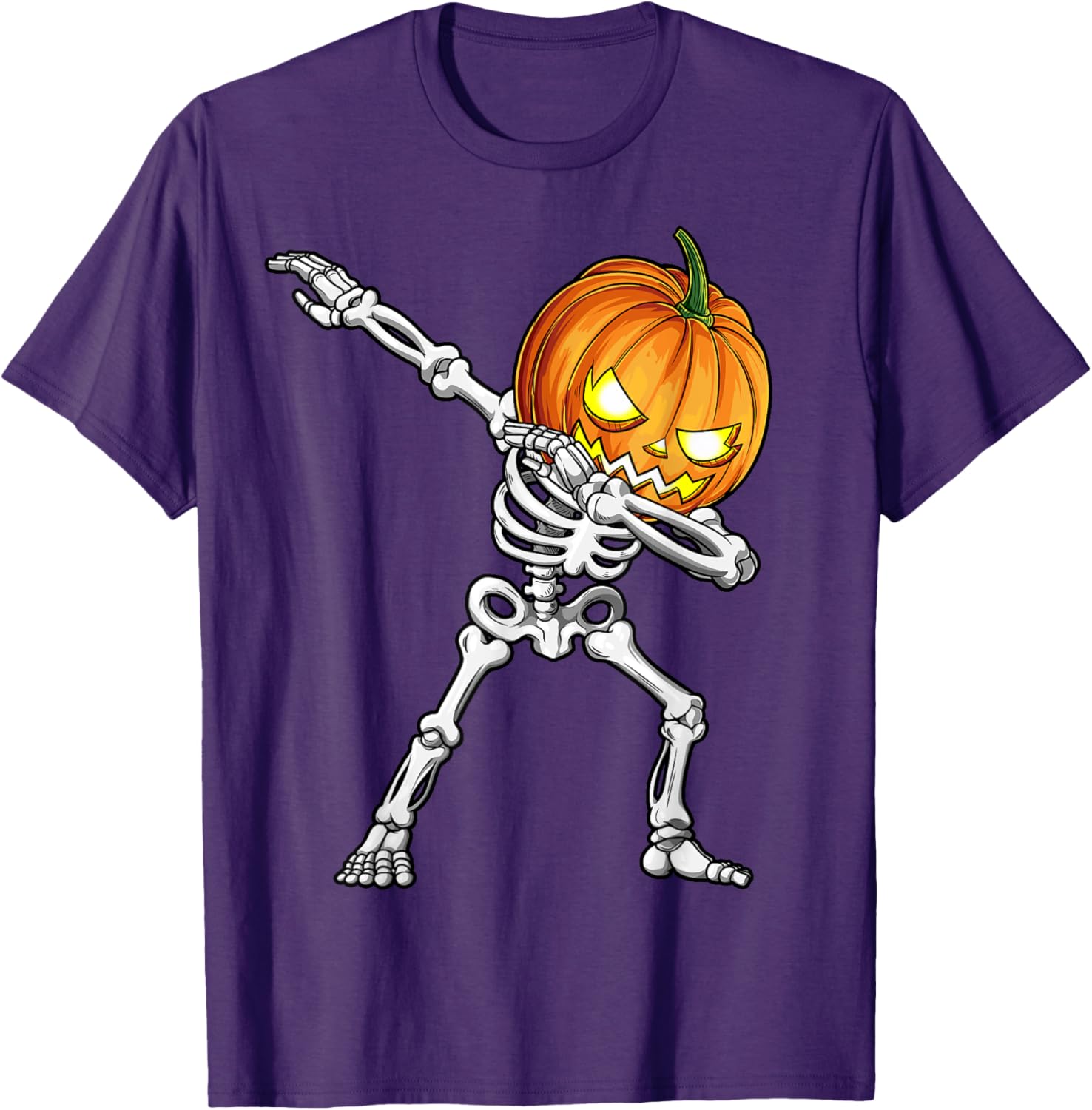 Halloween Boys Dabbing Skeleton Pumpkin Jack O Lantern T-Shirt - 15