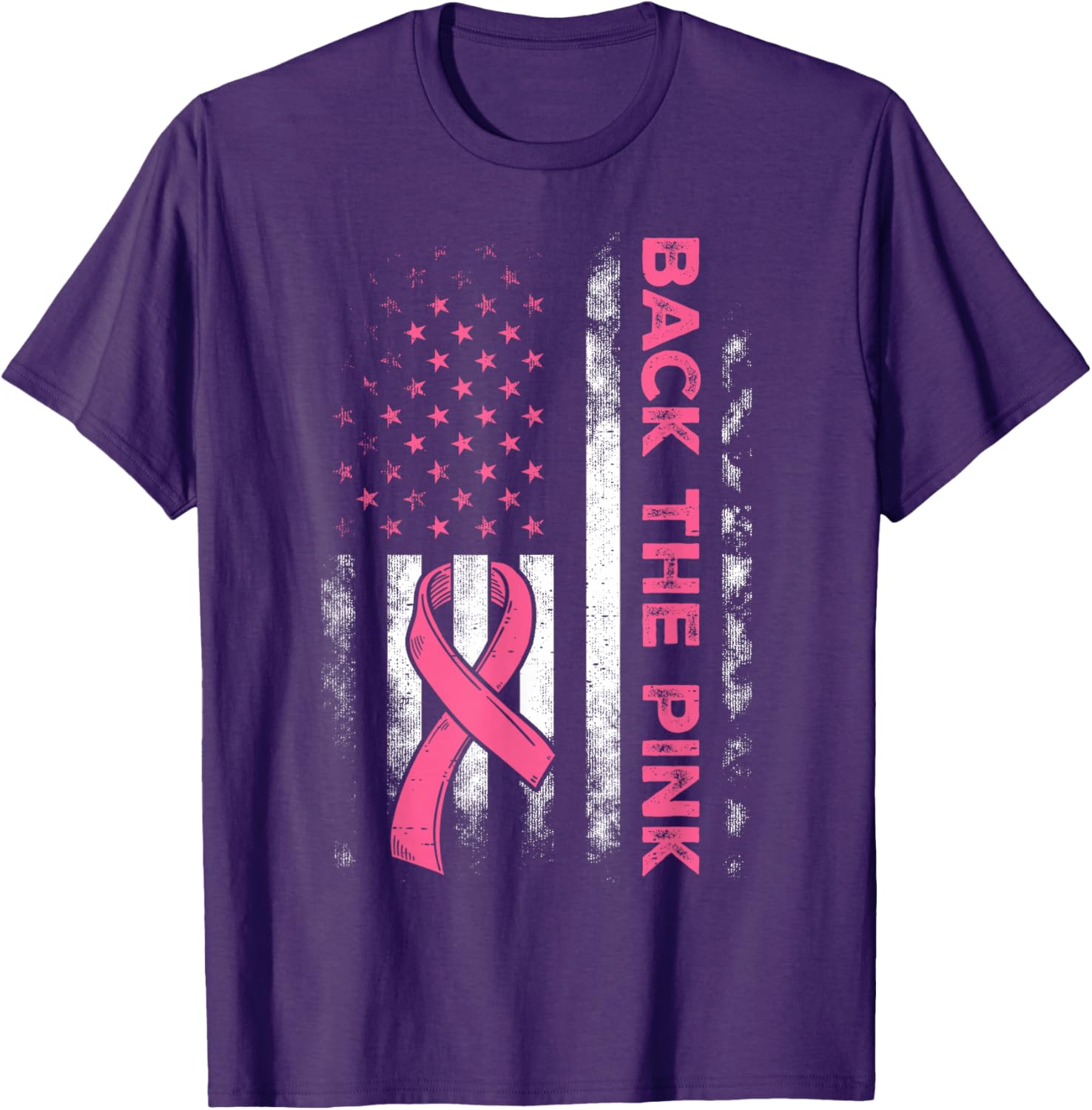 Back The Pink US Flag Breast Cancer Awareness T-Shirt for All Ages - 19