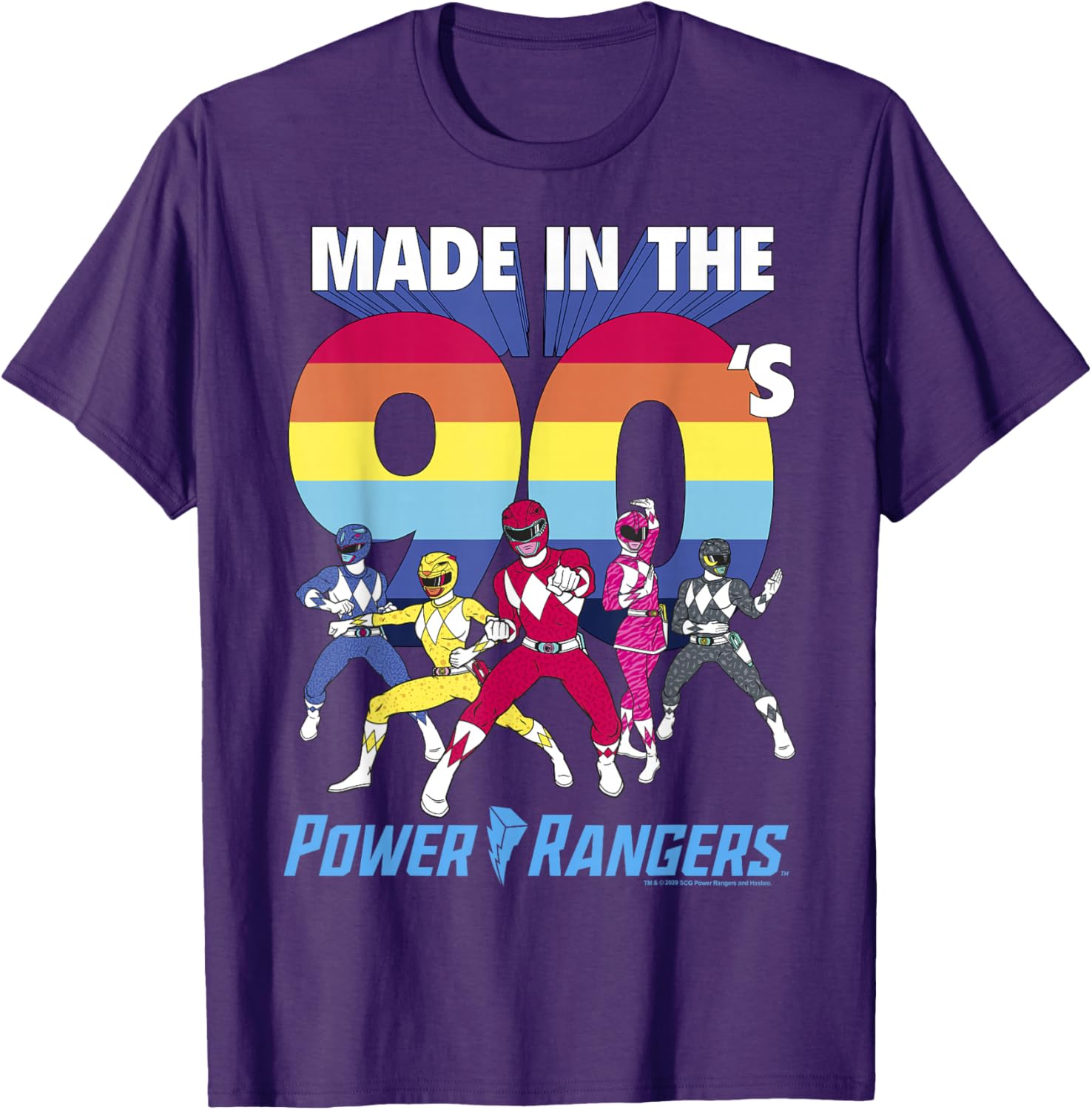 90's Power Rangers Retro Rainbow Stripe Logo T-Shirt for Fans - 12