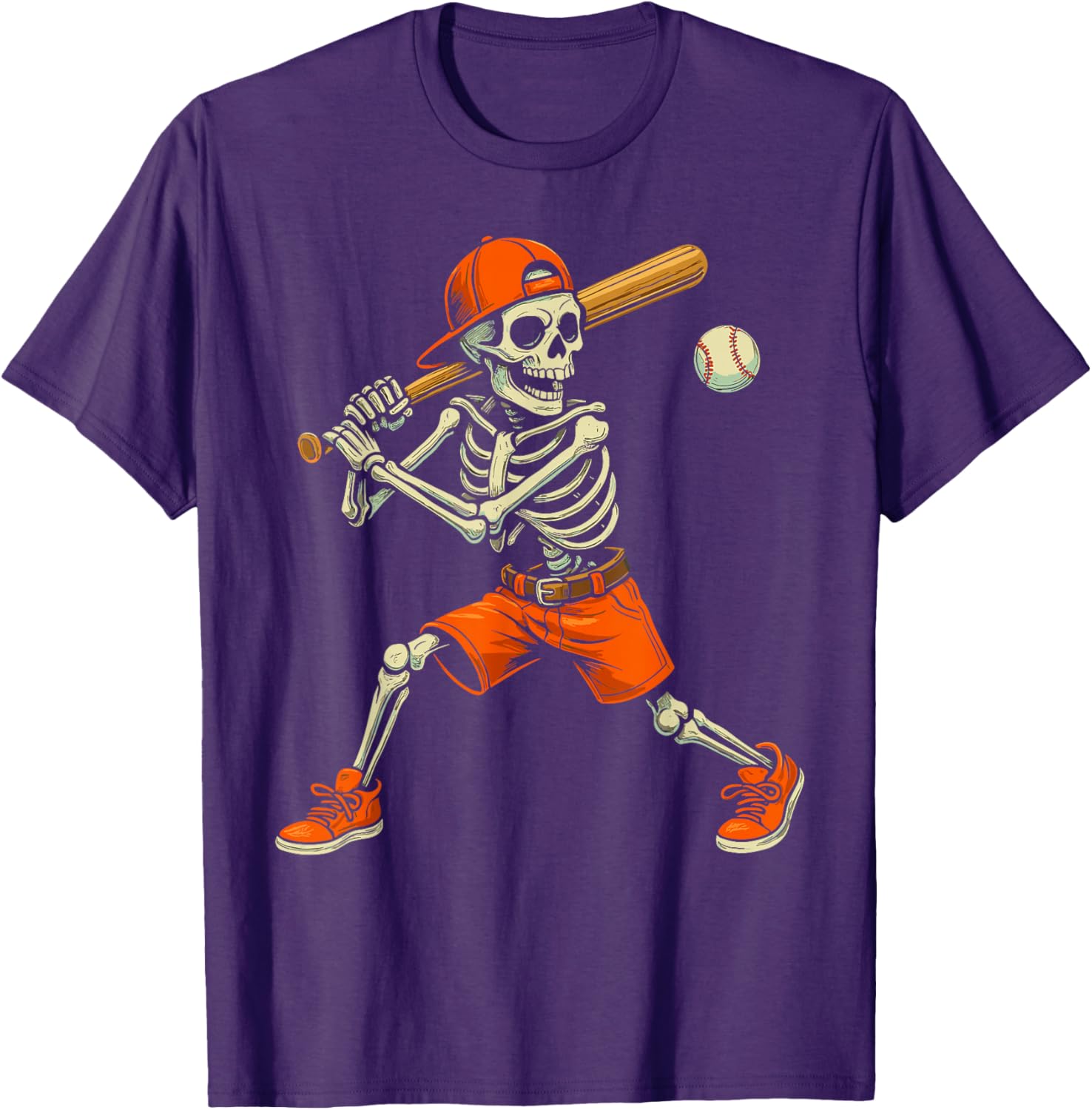 Funny Skeleton Baseball Halloween Costume T-Shirt for Kids and Men - 13