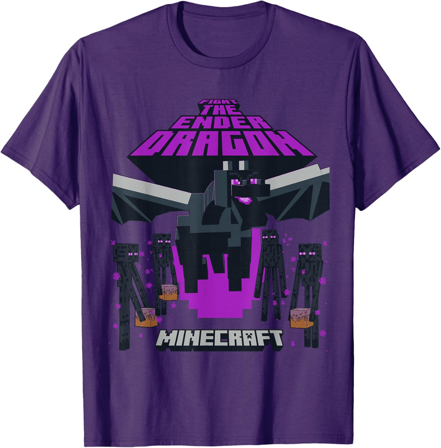 Minecraft Ender Dragon Fight T-Shirt with Endermen Design for Gamers - 7