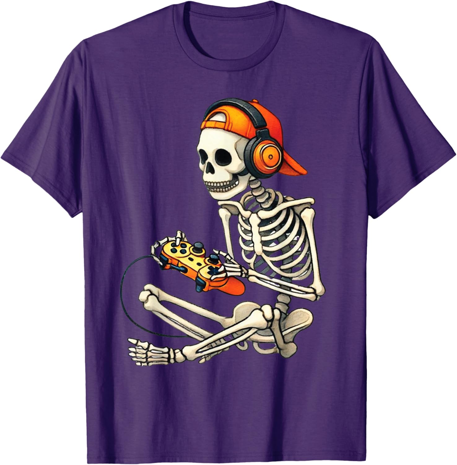 Cool Halloween Skeleton Gamer Tee for Boys and Men - Fun Graphic T-Shirt - 7