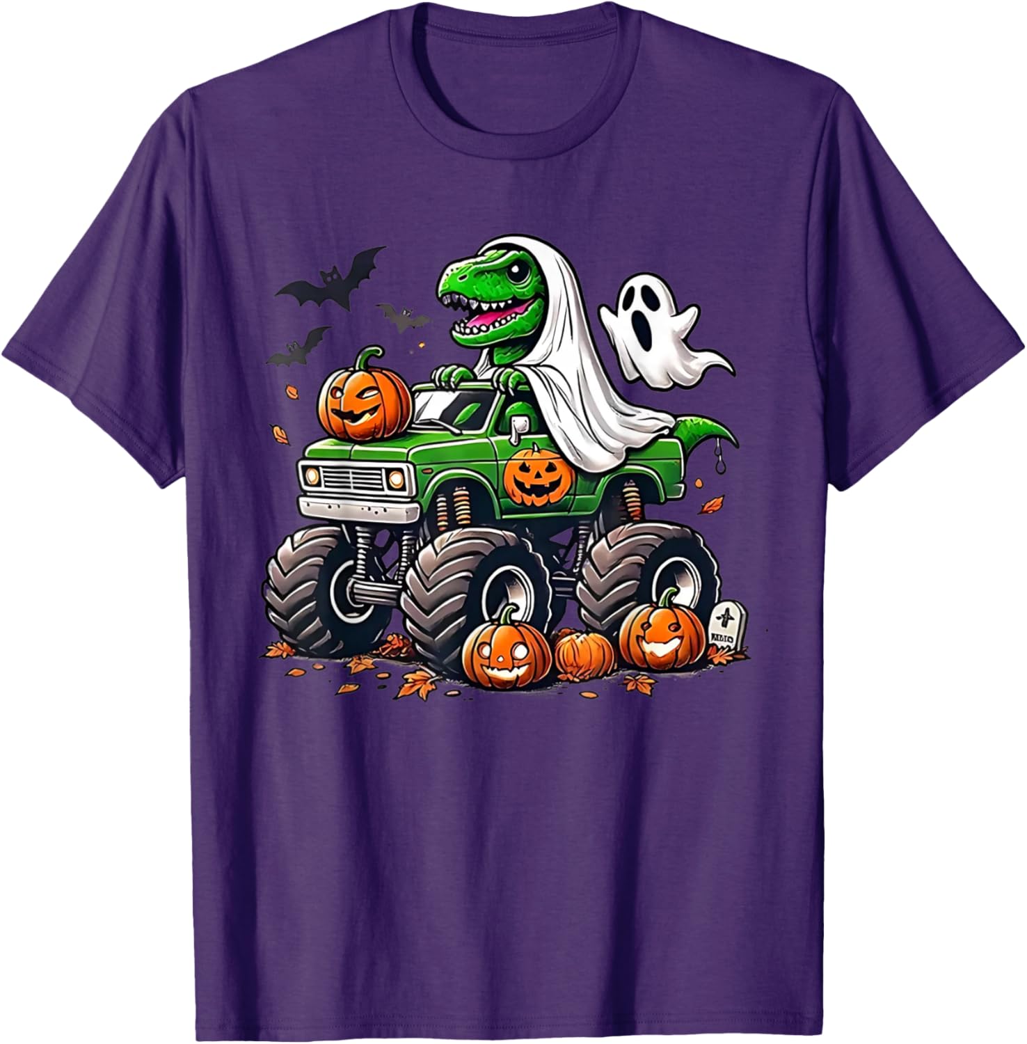 Orange Halloween Shirt for Boys Toddler Featuring Ghost and T Rex Design - 6