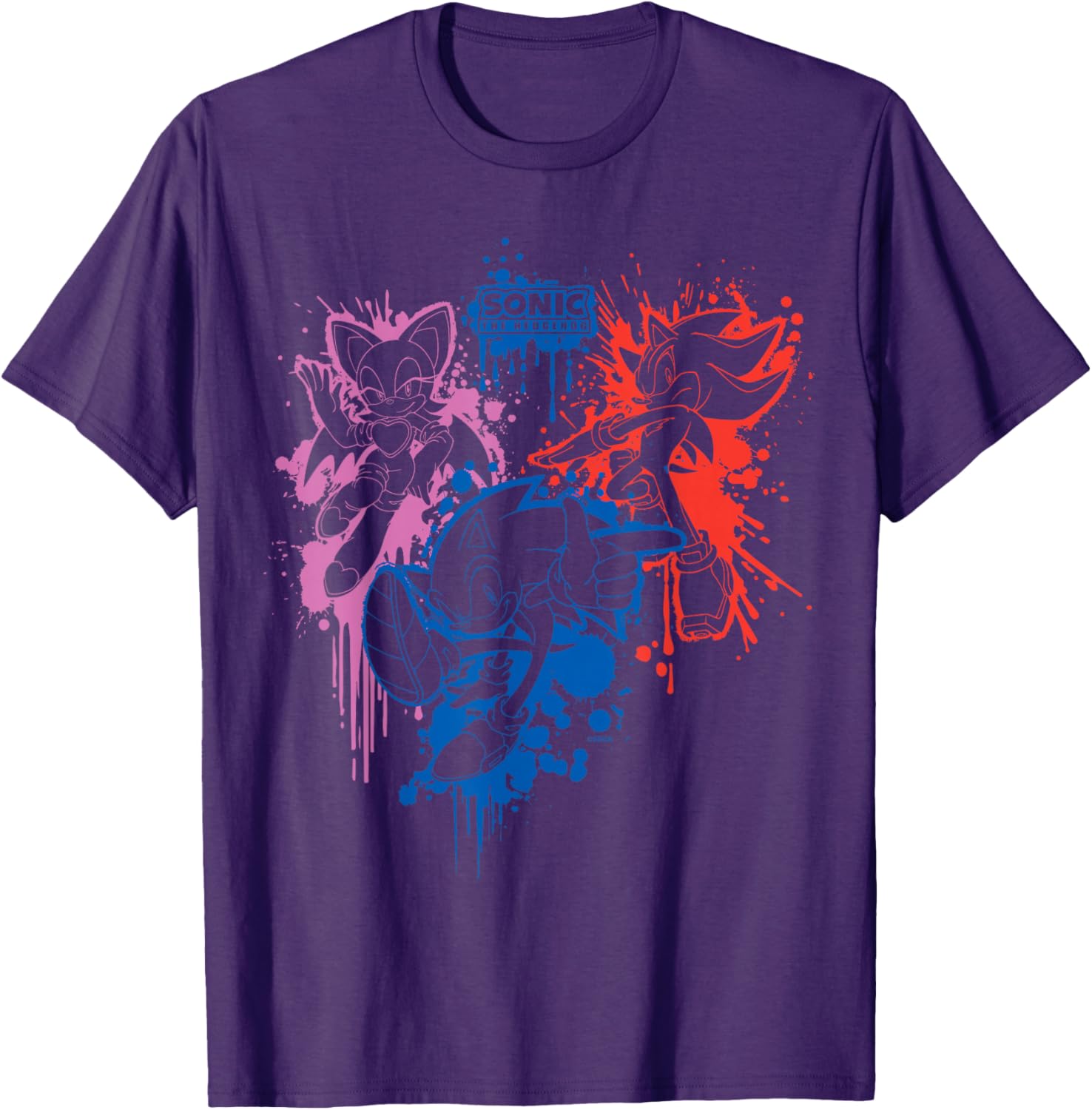 Sonic the Hedgehog Spray Paint T-Shirt Featuring Rouge Sonic and Shadow - 2