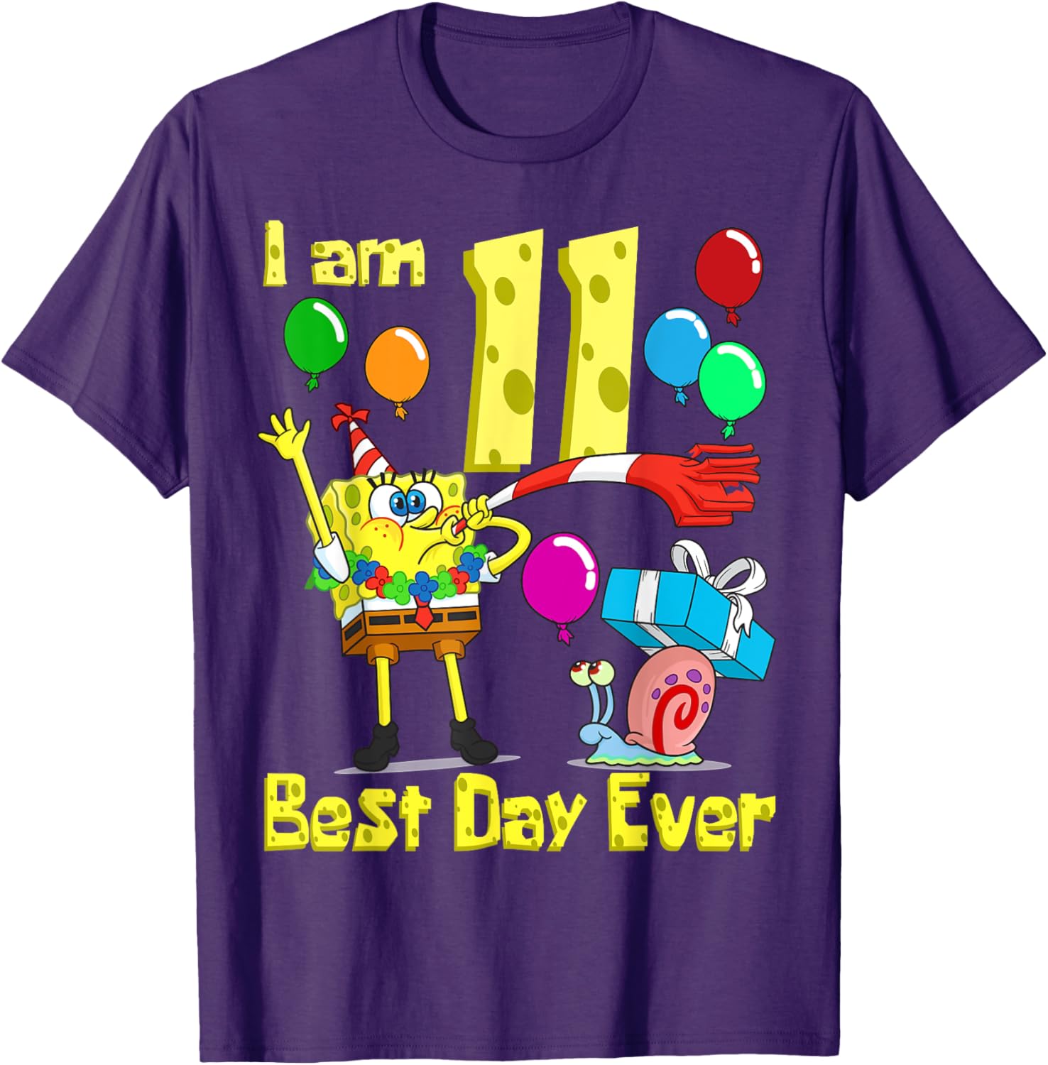 SpongeBob Birthday T-Shirt for 11 Year Olds Fun Party Apparel - 4