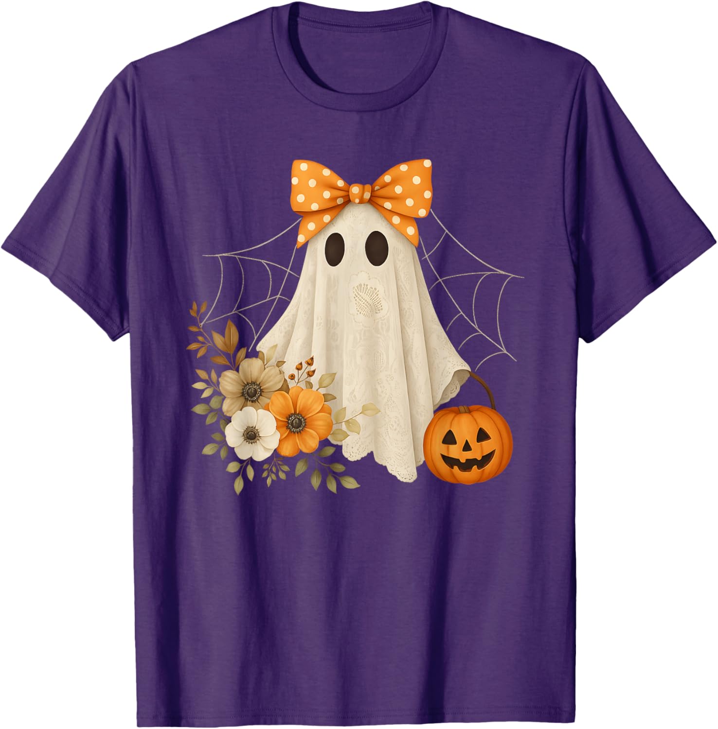 Coquette Ghost Halloween Flower Lace T-Shirt for a Spooky Look - 11