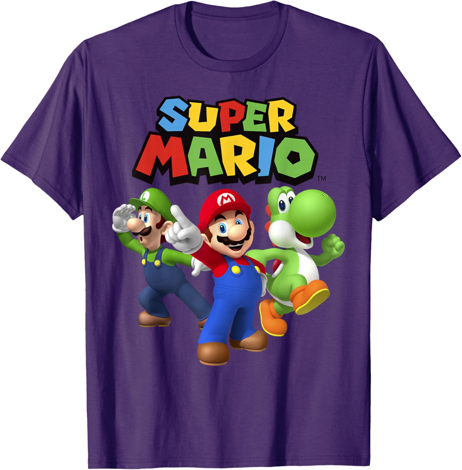 Super Mario Group Shot T-Shirt Featuring Luigi and Yoshi Fun Design - 12