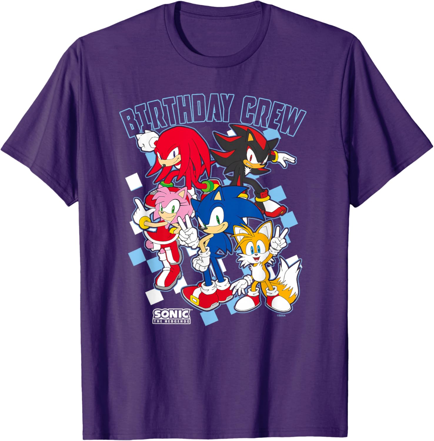 Sonic the Hedgehog Birthday Group Shot Big Logo T-Shirt for Fans - 3