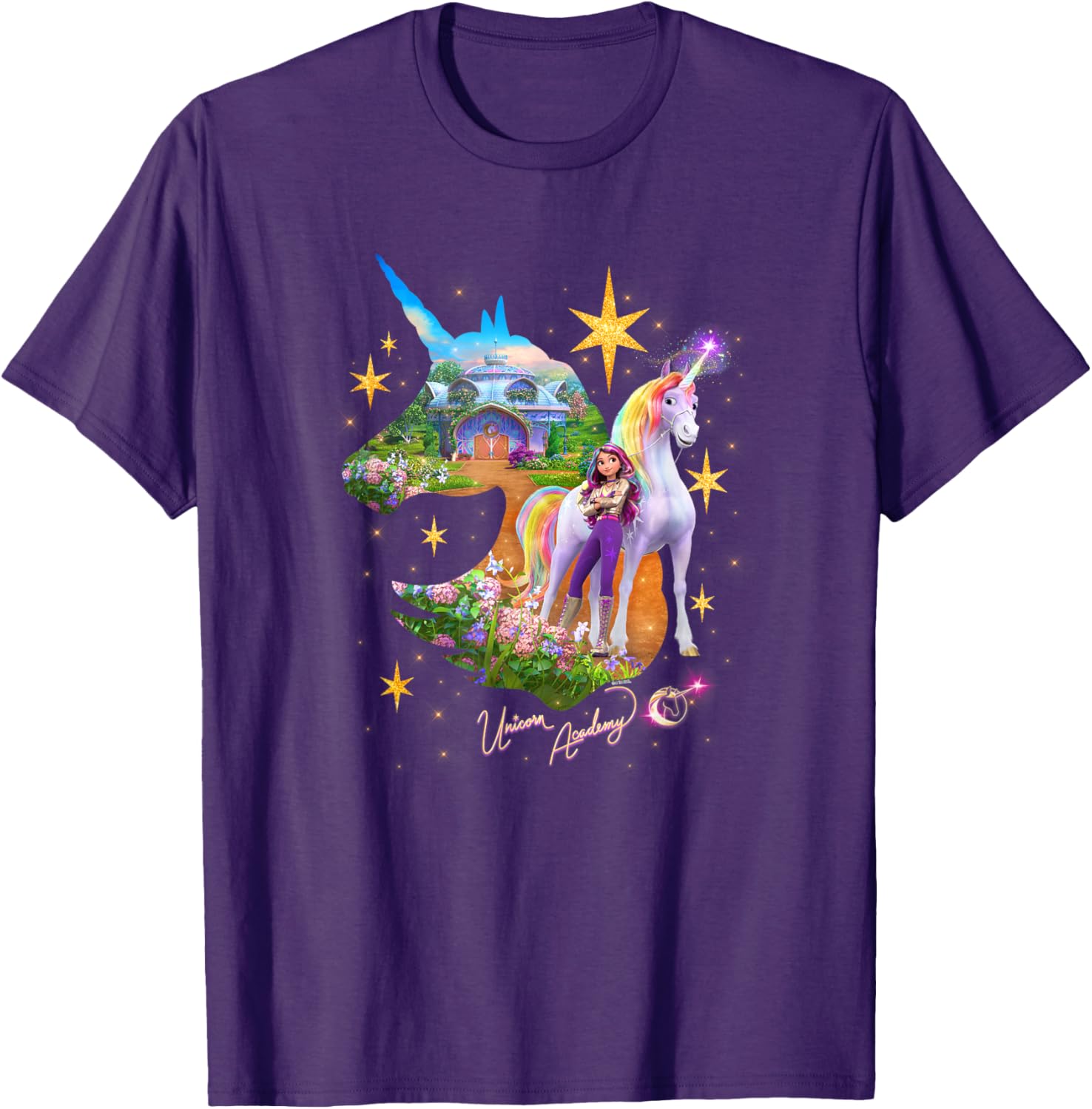 Unicorn Academy Sparkle Graphic Logo T-Shirt for Kids and Teens - 6