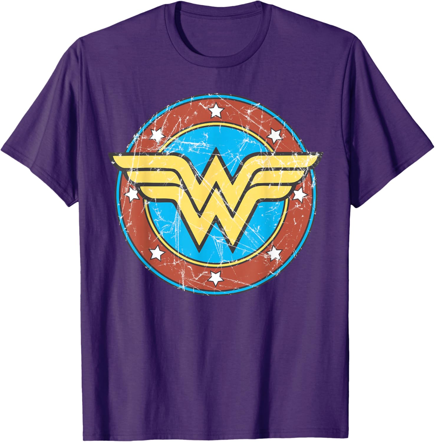 DC Wonder Woman Distressed Logo Circle T-Shirt for Superhero Fans - 4