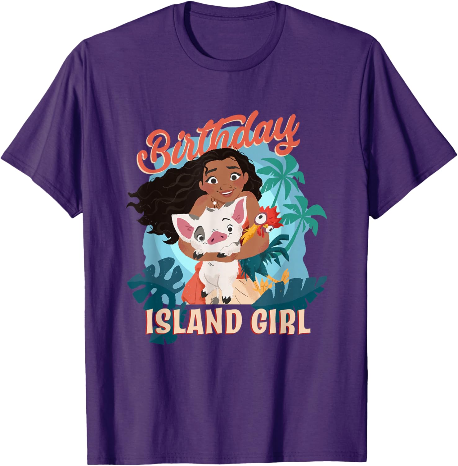 Disney Moana Island Girl T-Shirt with Pua and Hei Hei Big Logo - 6