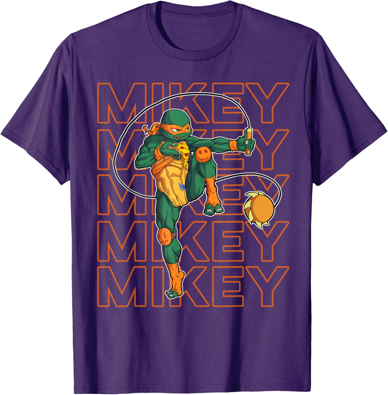 Mademark Ninja Turtles Michelangelo Kusari Fundo Pizza T-Shirt for Fans - 7