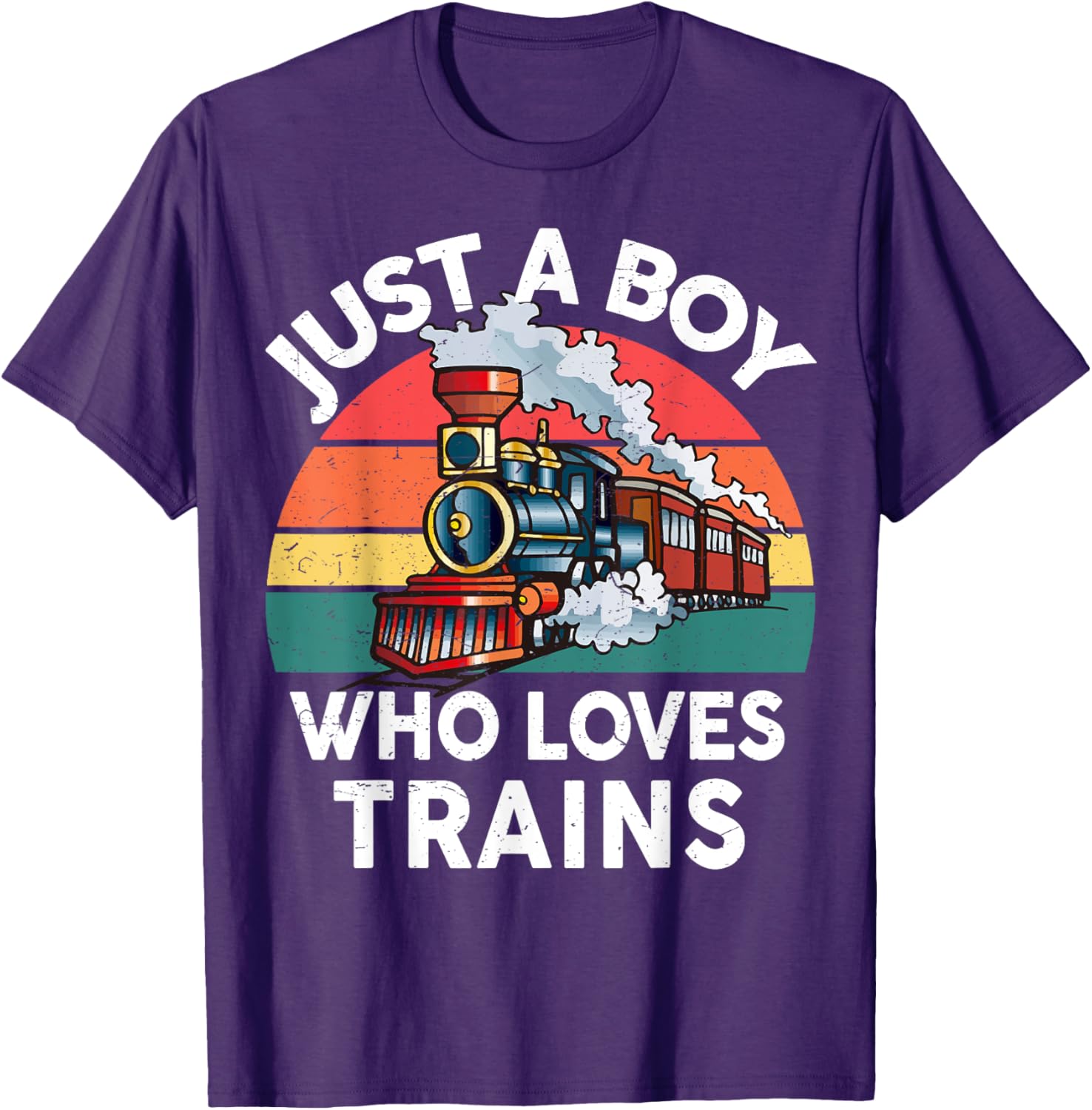 Funny Kids Train Lover T-Shirt Just A Boy Who Loves Trains Graphic Tee - 17