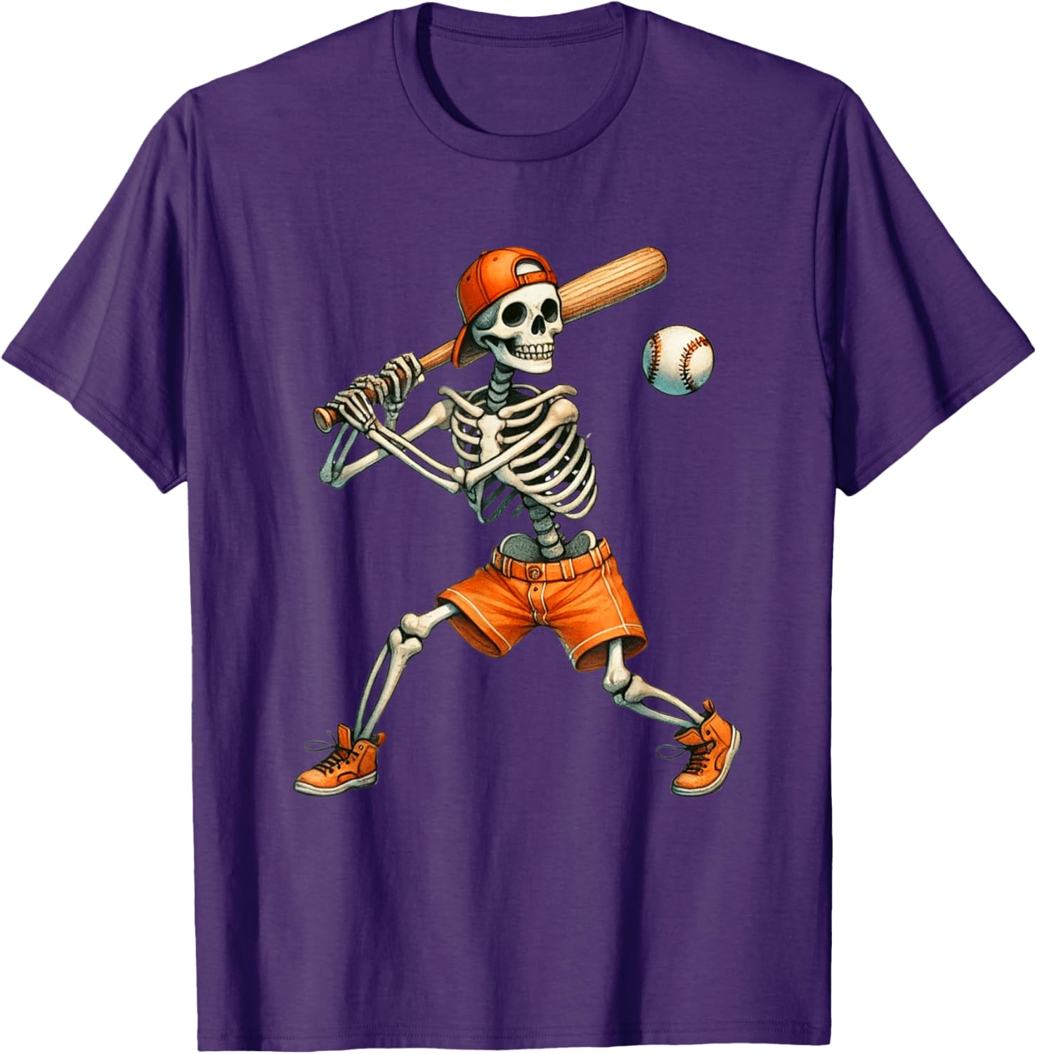 Funny Skeleton Baseball T-Shirt for Halloween Fun - Boys and Men Sizes - 18